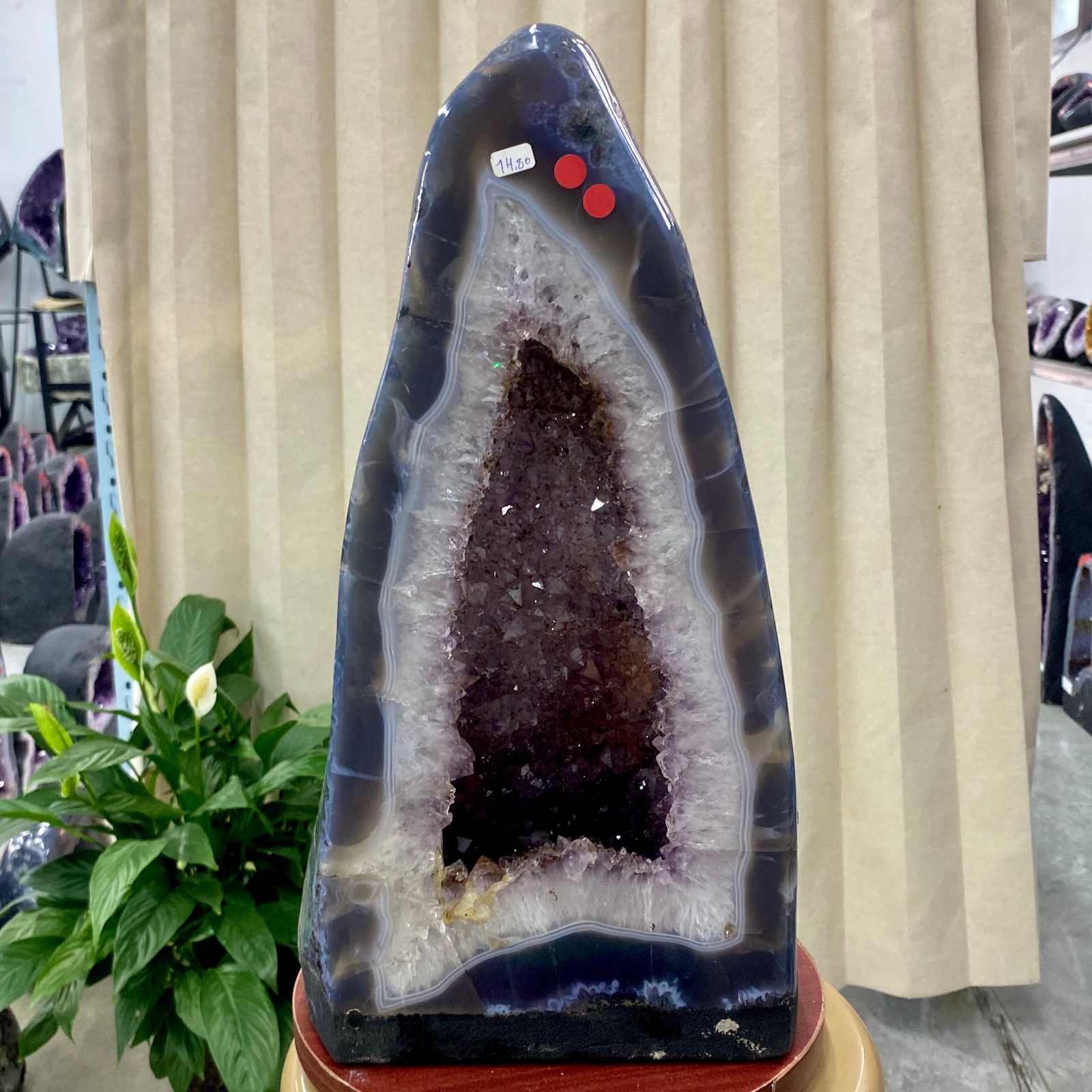 32.6LB Natural agate Amethyst geode quartz cluster crystal Cathedral specimen H