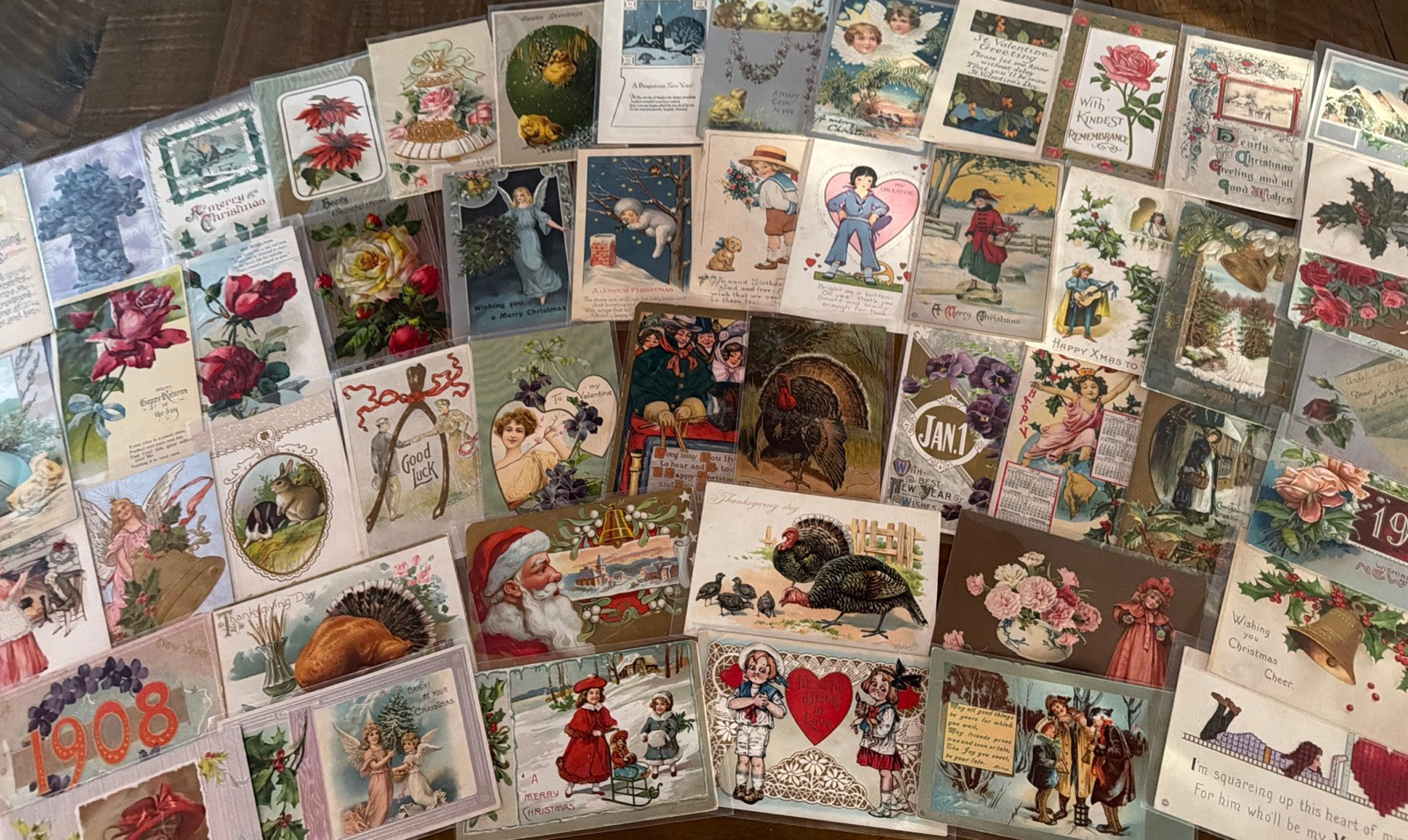 Lot of 60~1900s~Holiday Greeting Postcards~Xmas~Easter~Valentine~Santa~etc.~s569