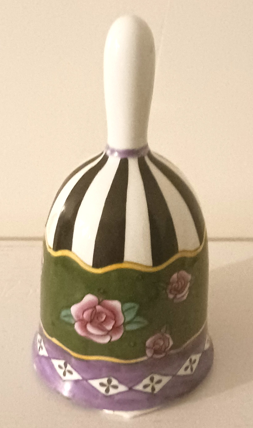MacKenzie Childs Hand Bell 1997 Vintage Hand-Painted 6 inches