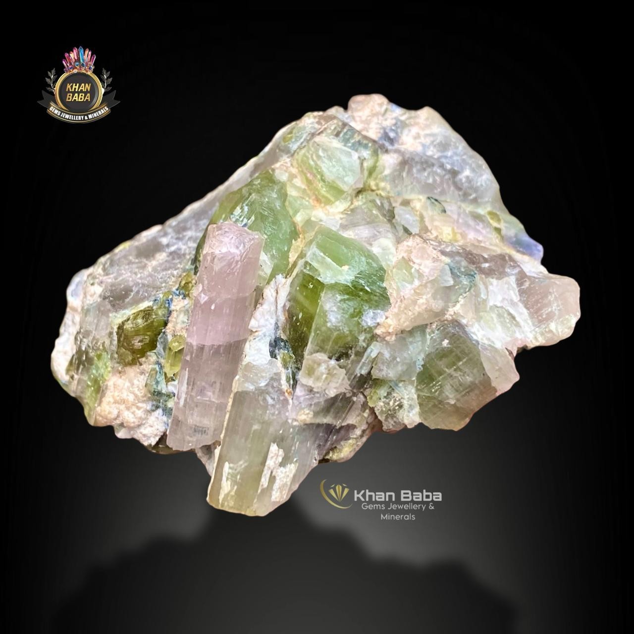 129Gm | Natural Bi-Color Tourmaline Crystal Cluster Specimen | Afghanistan.