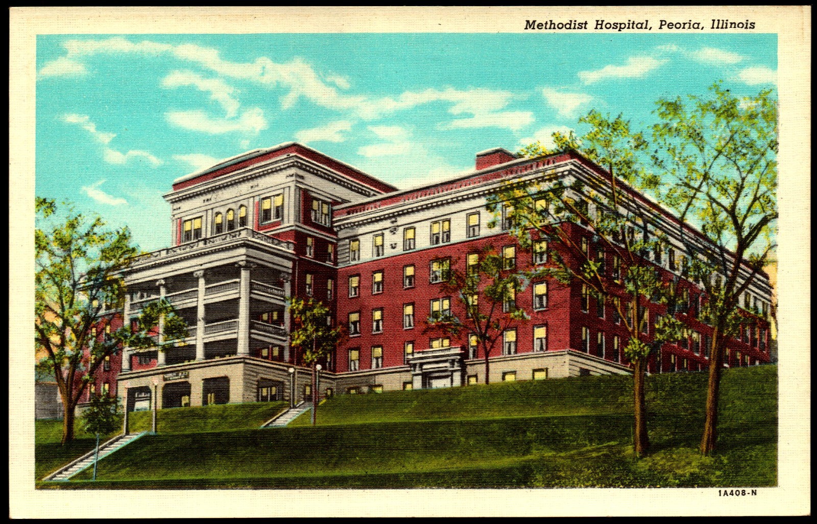Postcard IL Peoria Illinois Methodist Hospital c1930s F10