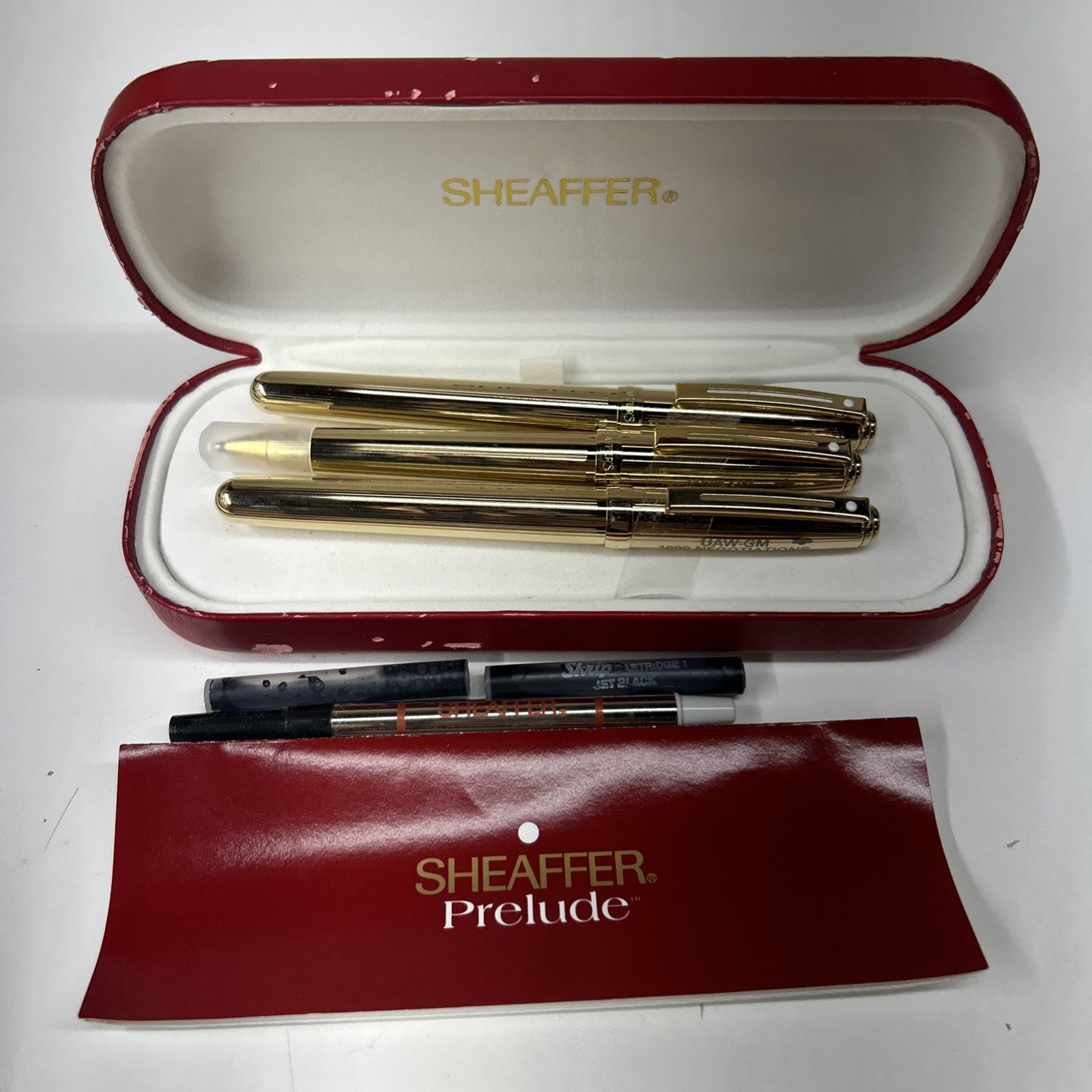 VTG 1999 Sheaffer Prelude Fountain Pen Set With Mechanical Pencil Roller Ball 