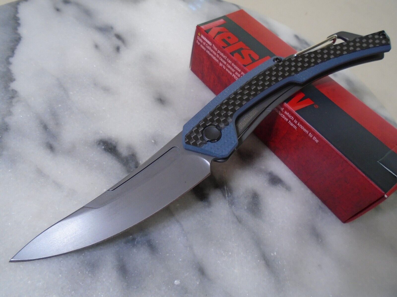 Kershaw Reverb XL Pocket Knife Carbon Fiber G10 8Cr13MoV 1225 Carabiner 7.4\