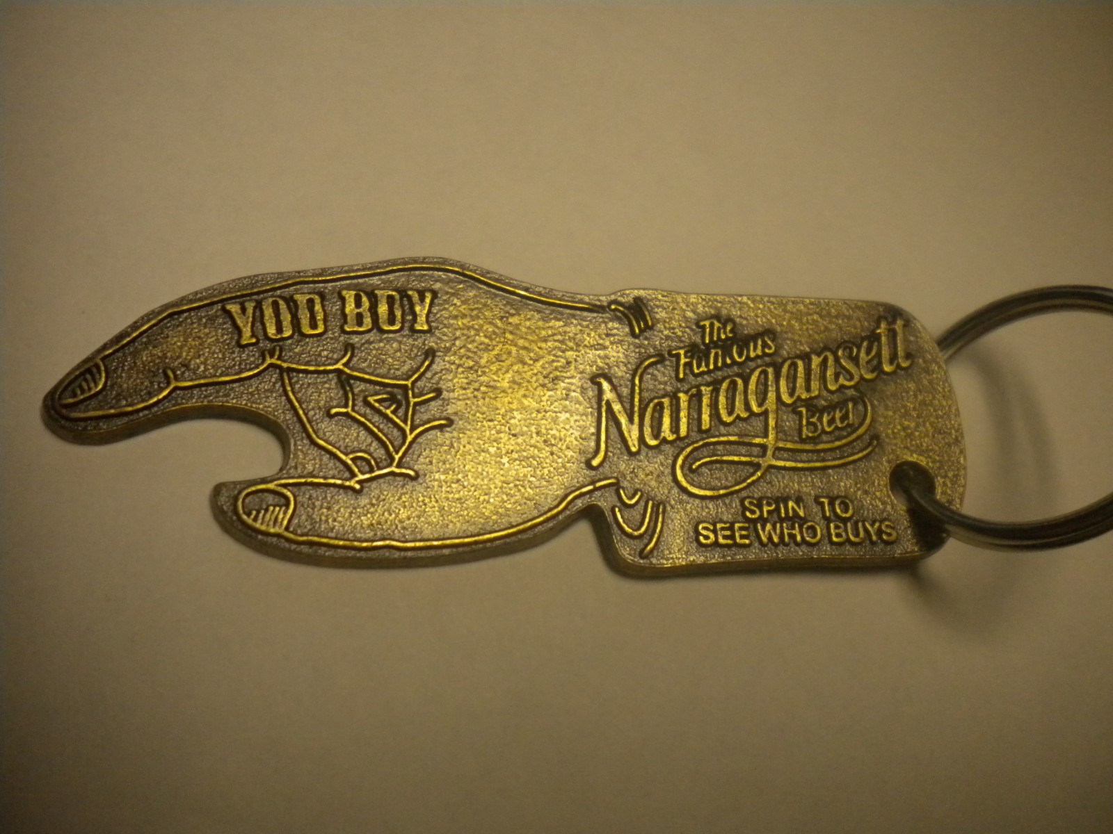 Narragansett beer bottle opener spinner game.  chain. vintage