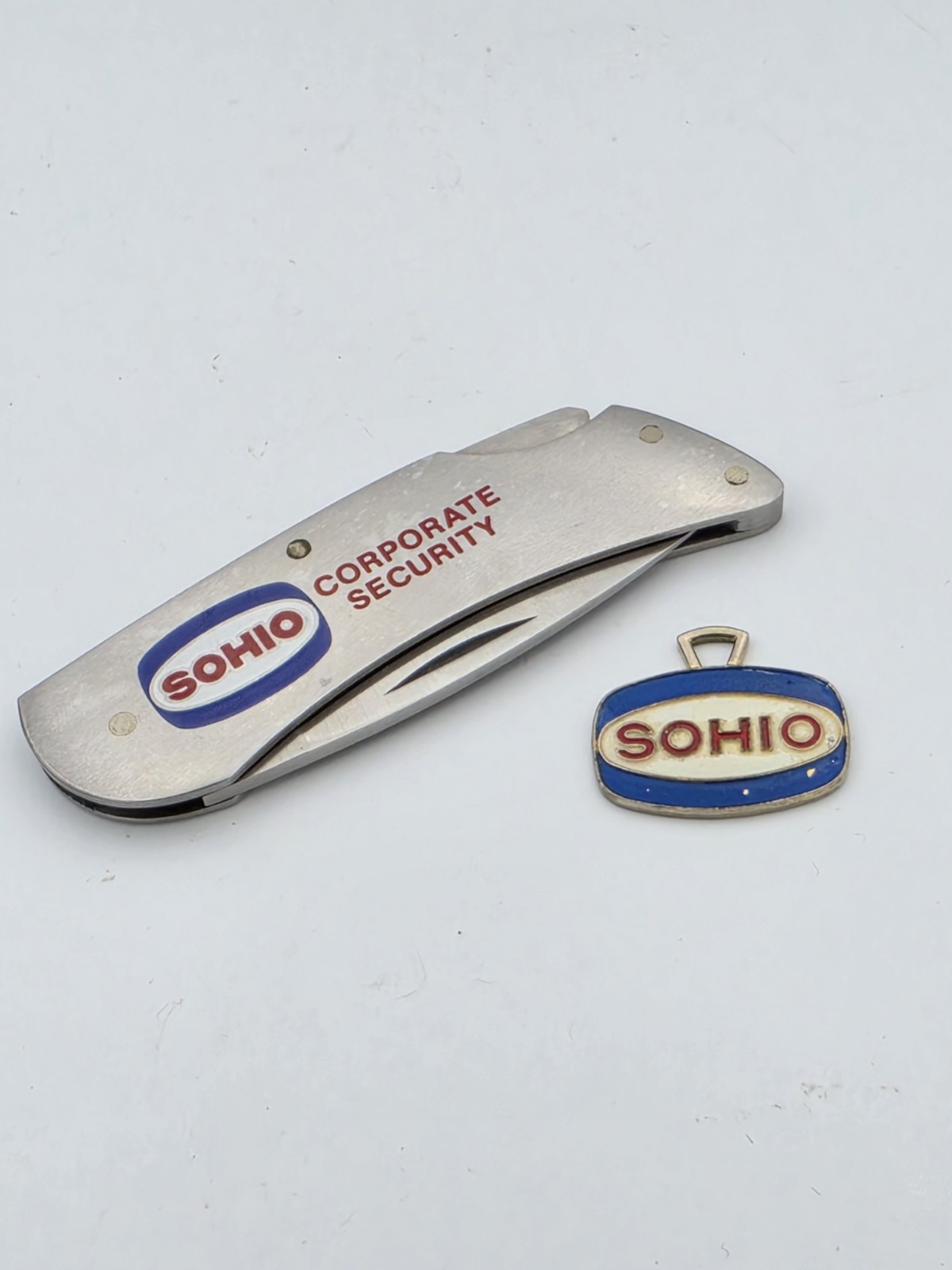 Vintage SOHIO Corporate Security Zippo Pocket Knife + Advertising Key Fob Ohio
