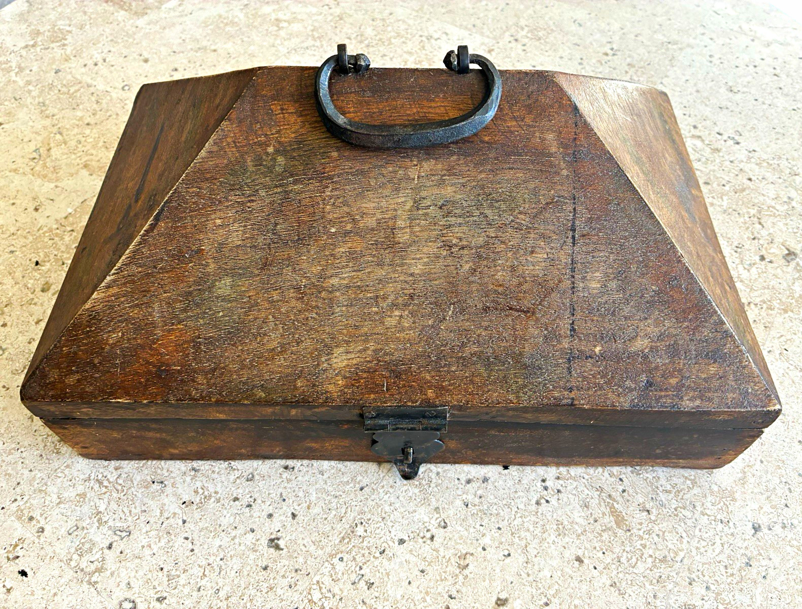 Antique 19th Century Indian Kerala Pyramid Chest Heavy Rosewood Iron Bound 14 in