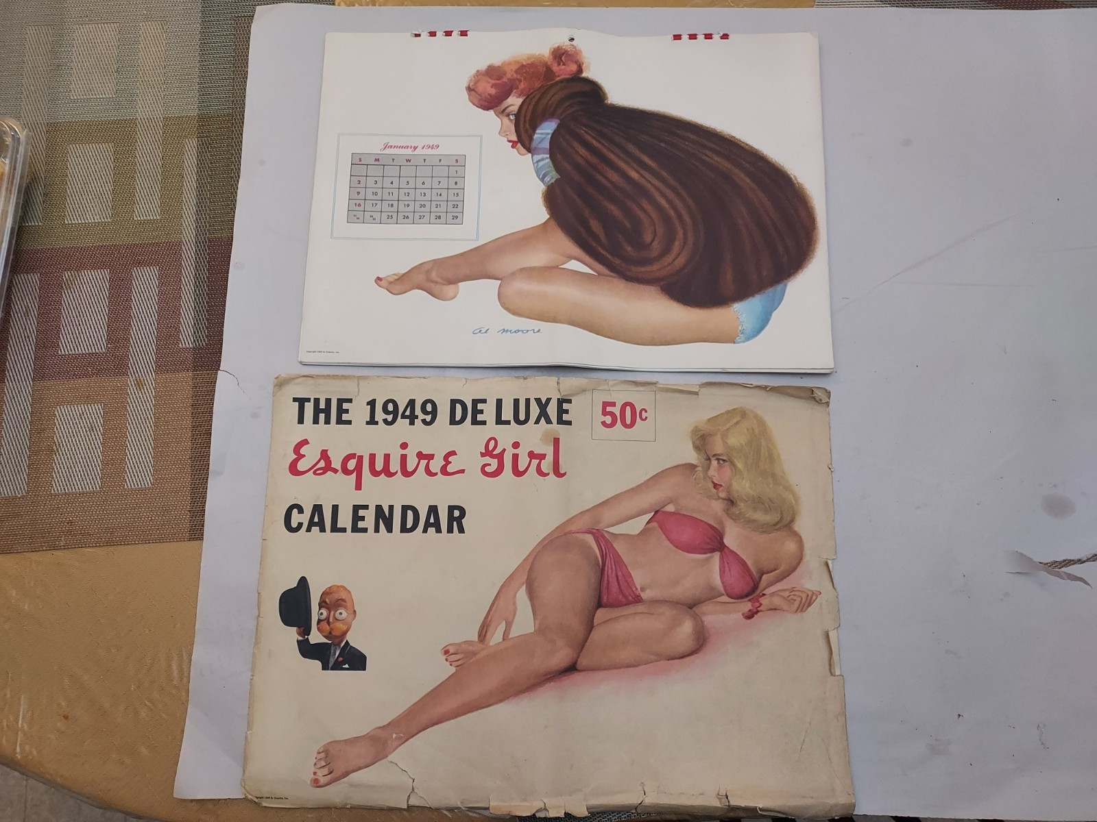 Vintage 1949 Esquire Pinup Girl Calendar Complete Al Moore Artist