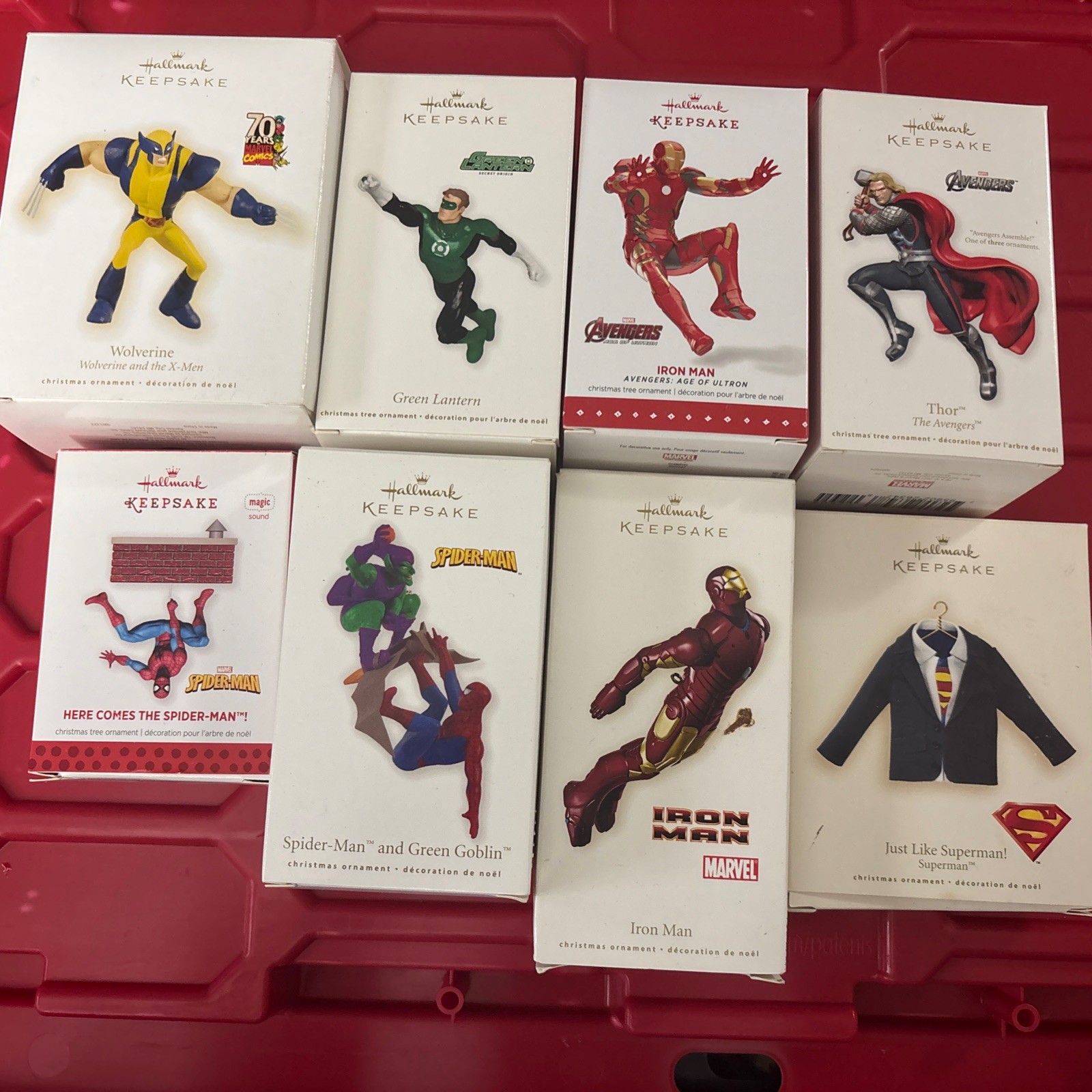 8 Hallmark Keepsake Marvel Ornament Lot Spider Man, Thor, Wolverine 