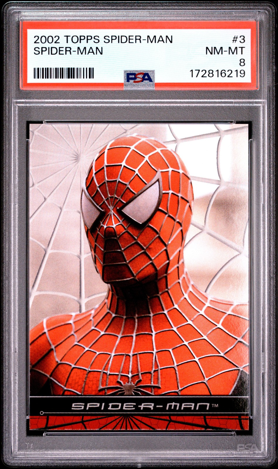 2002 TOPPS SPIDER-MAN #3 SPIDER-MAN PSA 8