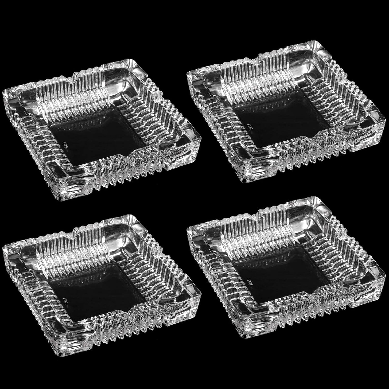 4 Pack 7X7 Inches Square Glass Ashtray, Luxury Glass Ashtray for Cigarettes 4 Pack 7X7 Inches Square Glass Ashtray, Luxury Glass Ashtray for Cigarettes