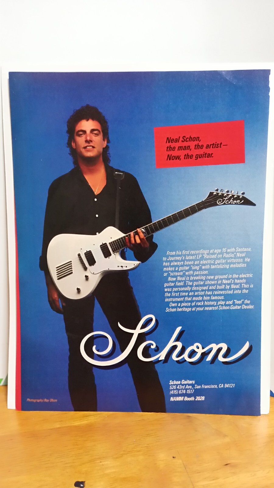NEAL SCHON GUITARS SCHON GUITAR 1985 - PRINT AD 10 X 8  7