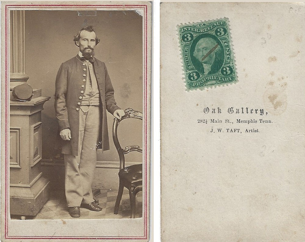 1864-1866 – Union Soldier CDV from the Oak Gallery in Memphis - Revenue Stamp