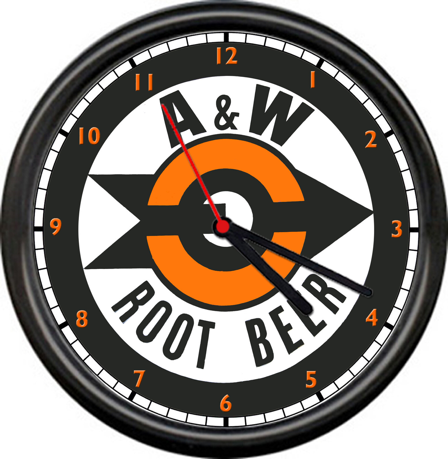 A&W A & W Rootbeer Root Beer Logo Retro Vintage Style 60's Diner Sign Wall Clock