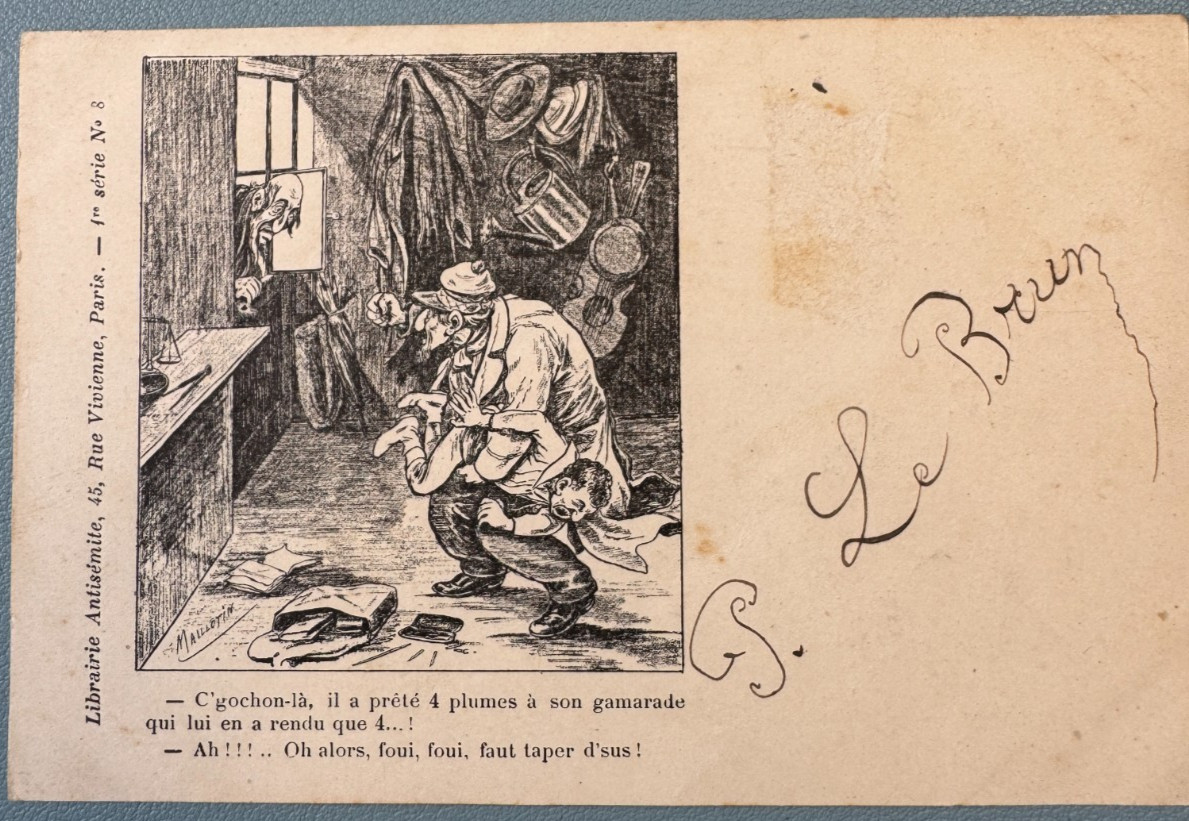 Antisemitic Satirical Map CPA Antisemitic Bookstore Paris Series No 8 Hallot