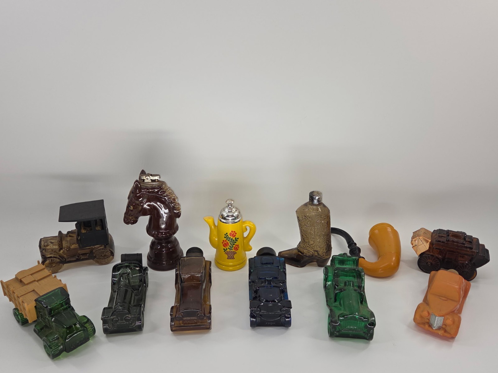 Vintage Avon After Shave Decanter Bottle Lot 12 Cars Horse Boot Pipe 3 Full
