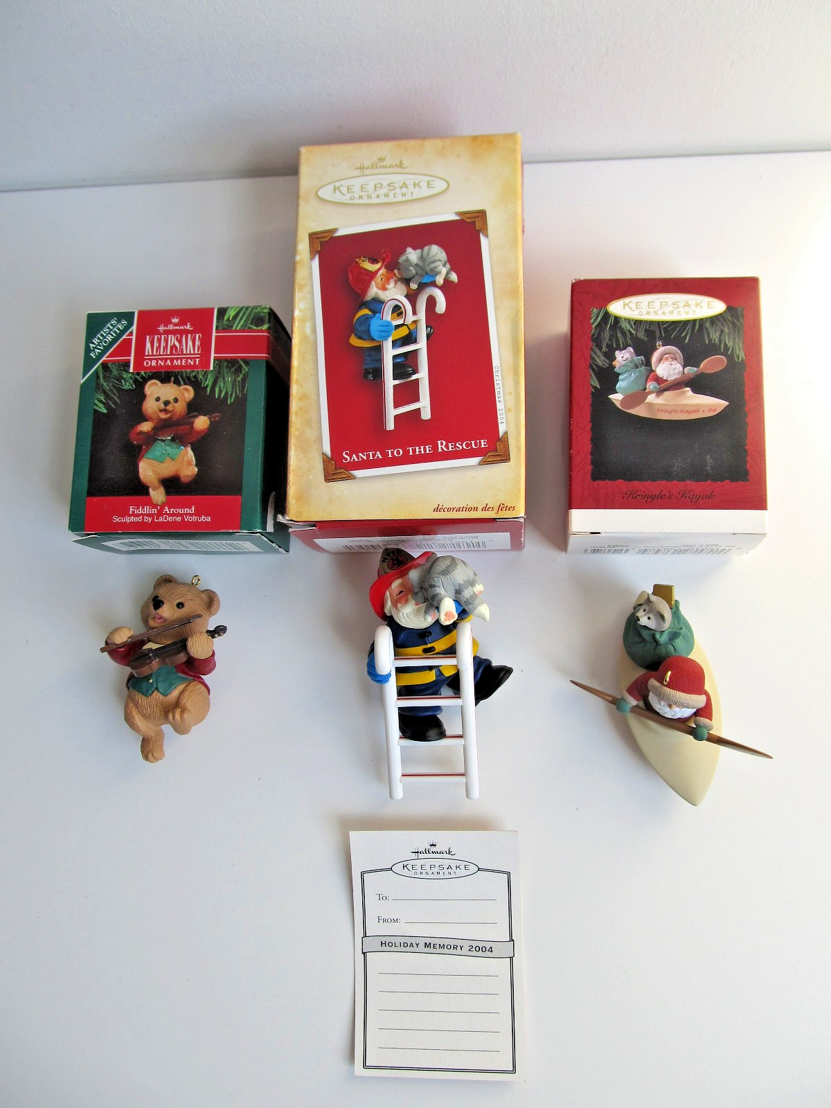 Lot of 3 Vintage Hallmark Holiday Ornaments Issued Years  1991   1994   2004