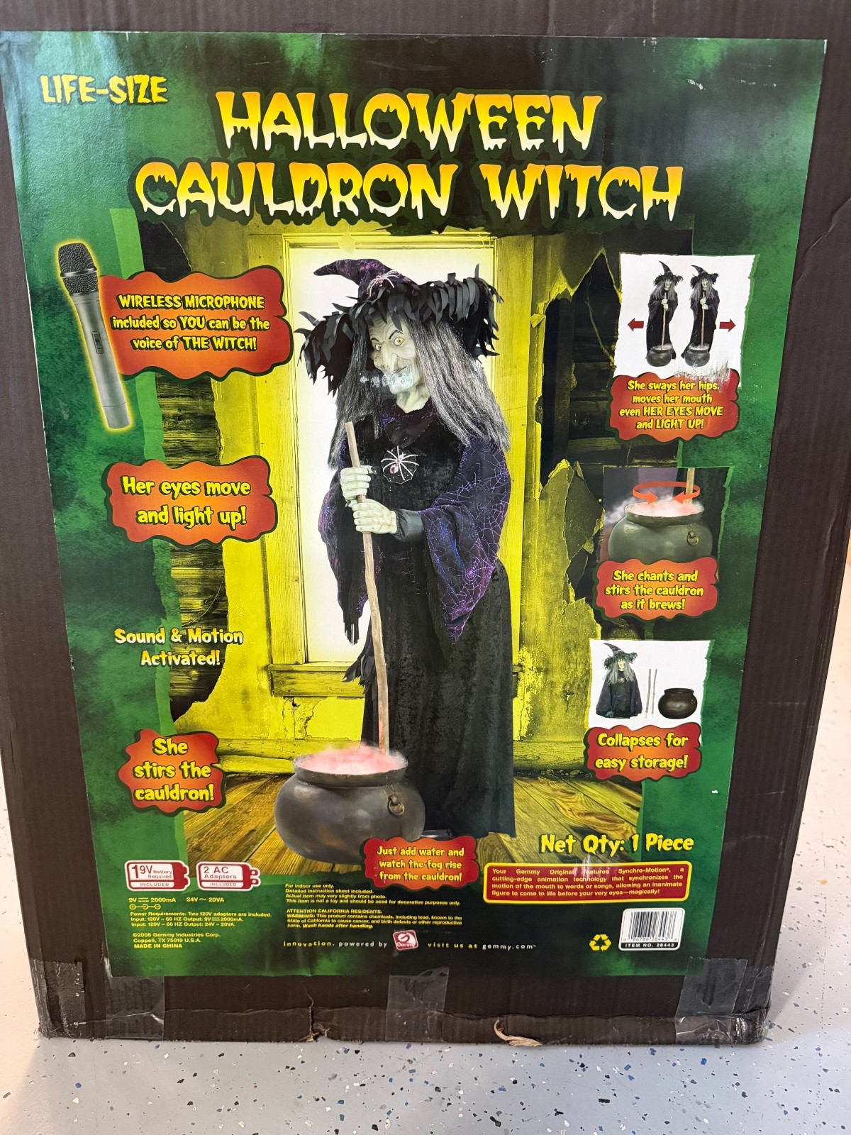 Gemmy Life-Size Animated Cauldron Witch 2008 Halloween Animatronic - Halloween
