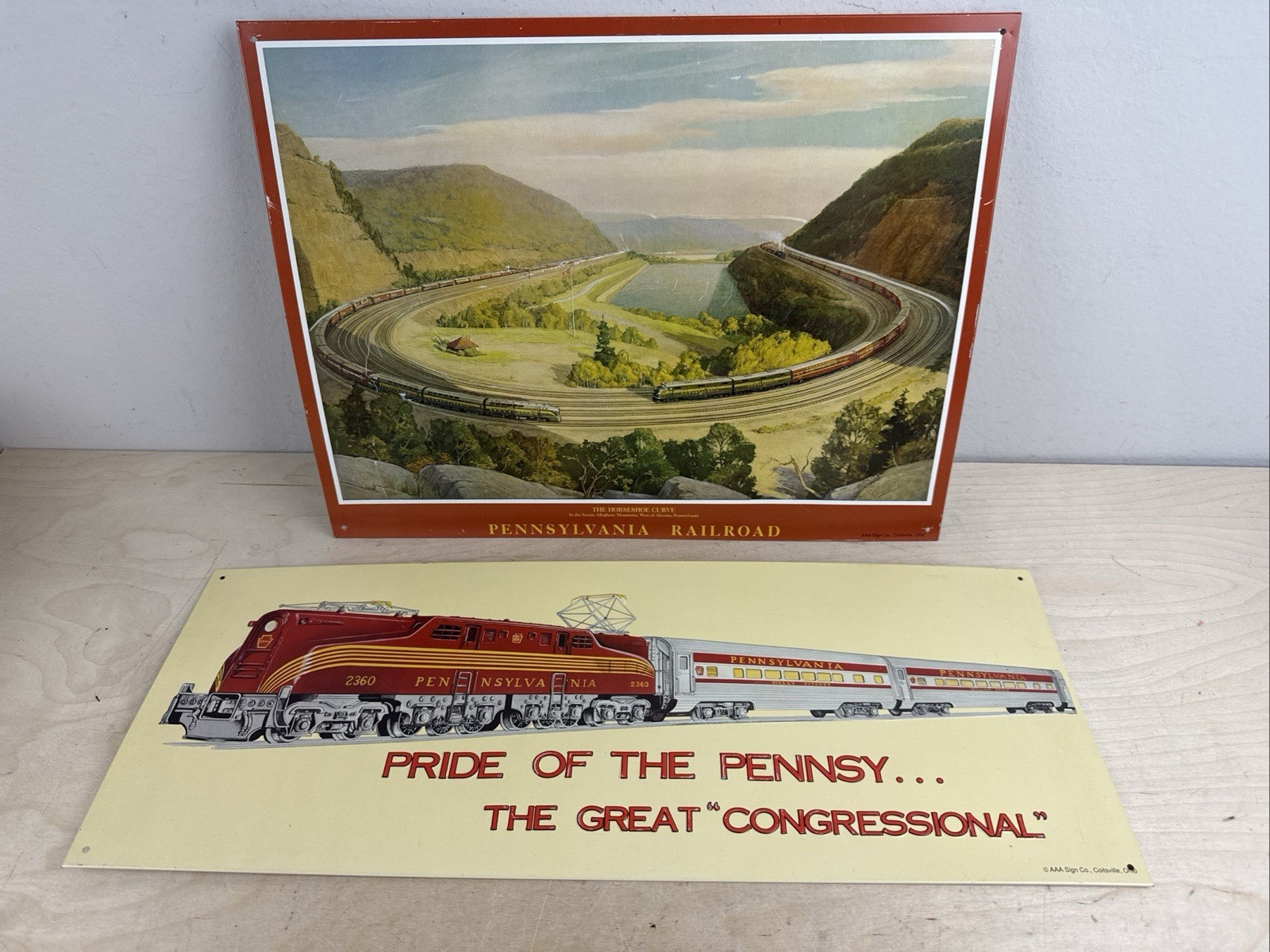 2 Metal Pennsylvania Railroad Metal Signs Horseshoe Curve Pride of the Pennsy