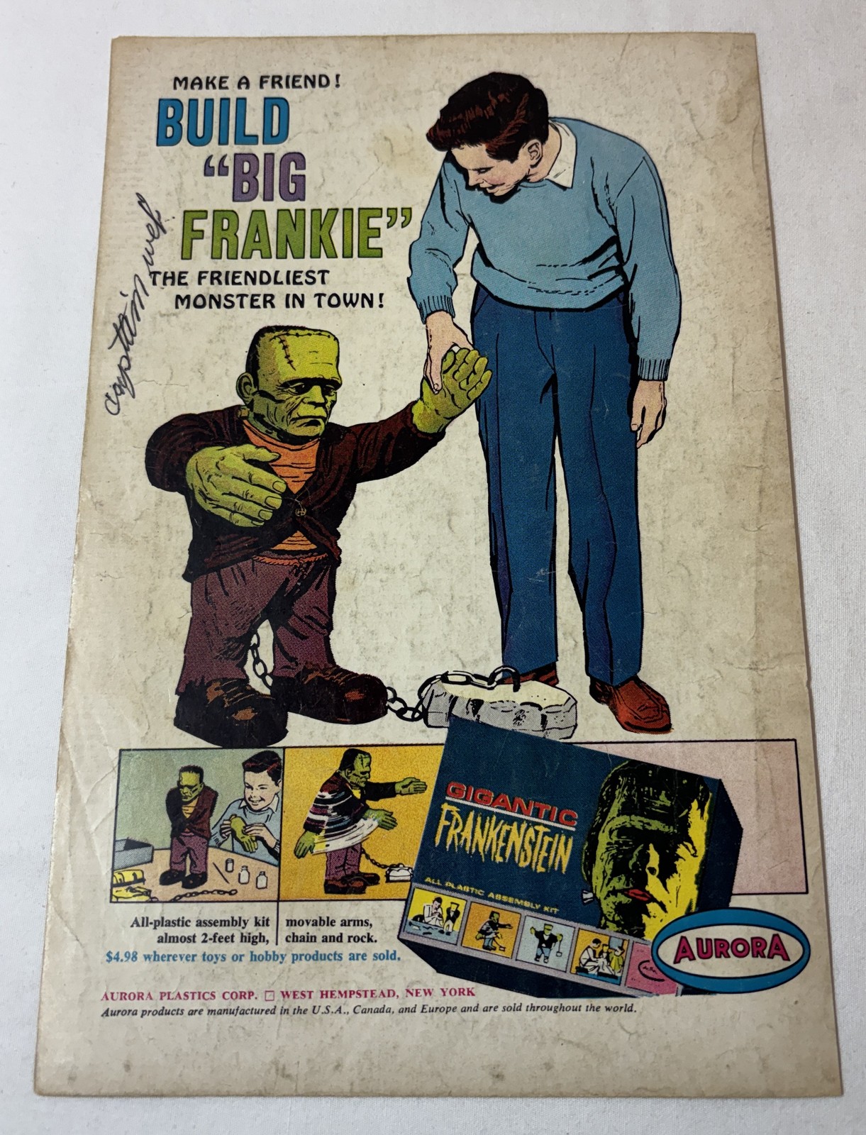1964 Aurora models ad page ~ BUILD BIG FRANKIE Gigantic Frankenstein