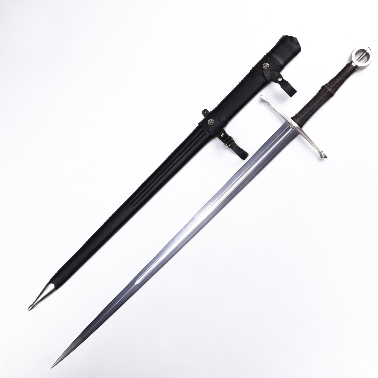 Black Western Sword Manganese Steel Blade,Real Metal Sword Supplied with Belt.