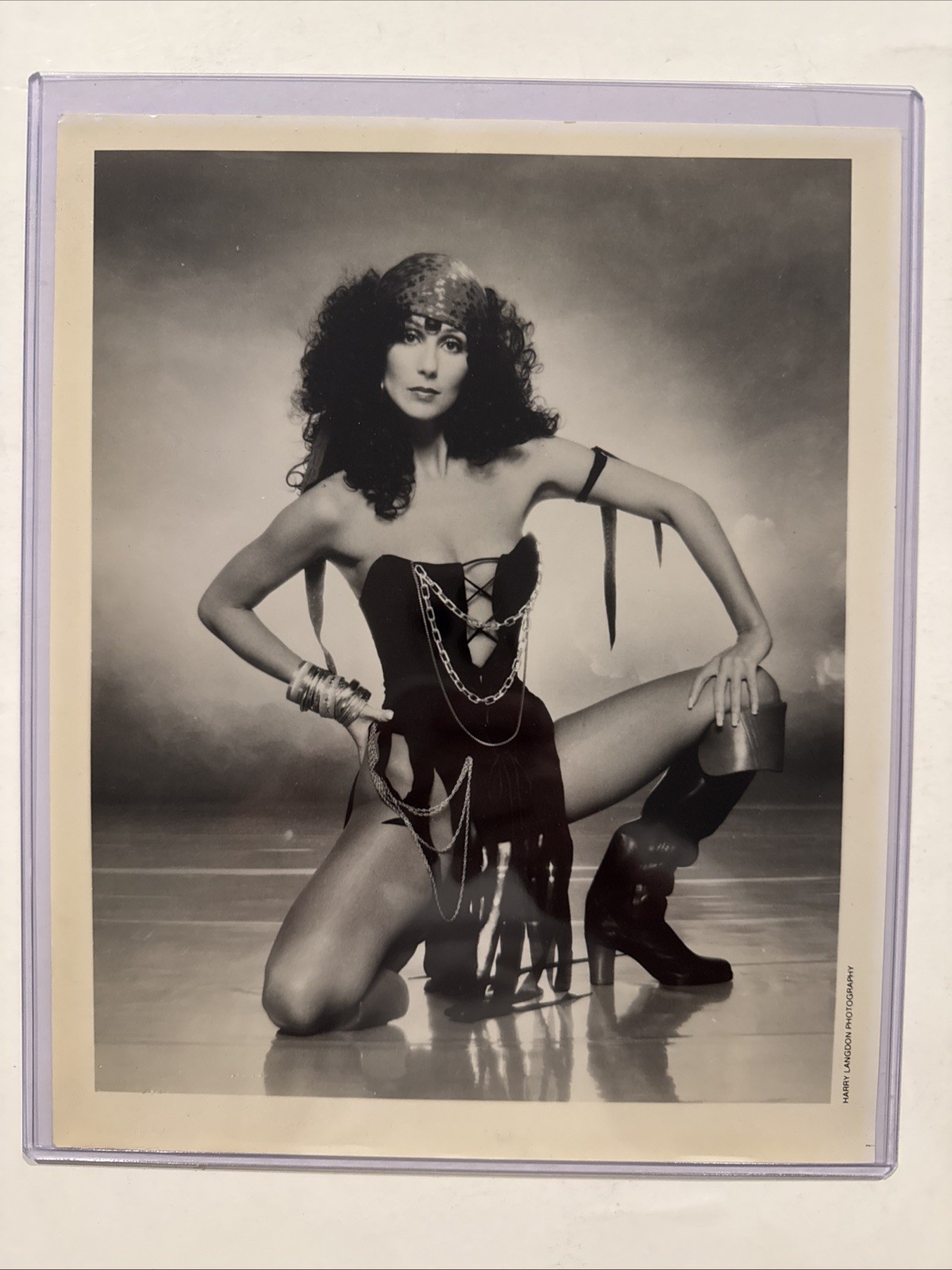 Cher Original 1980s Promo Press Photo Harry Langdon Vintage Black & White Iconic