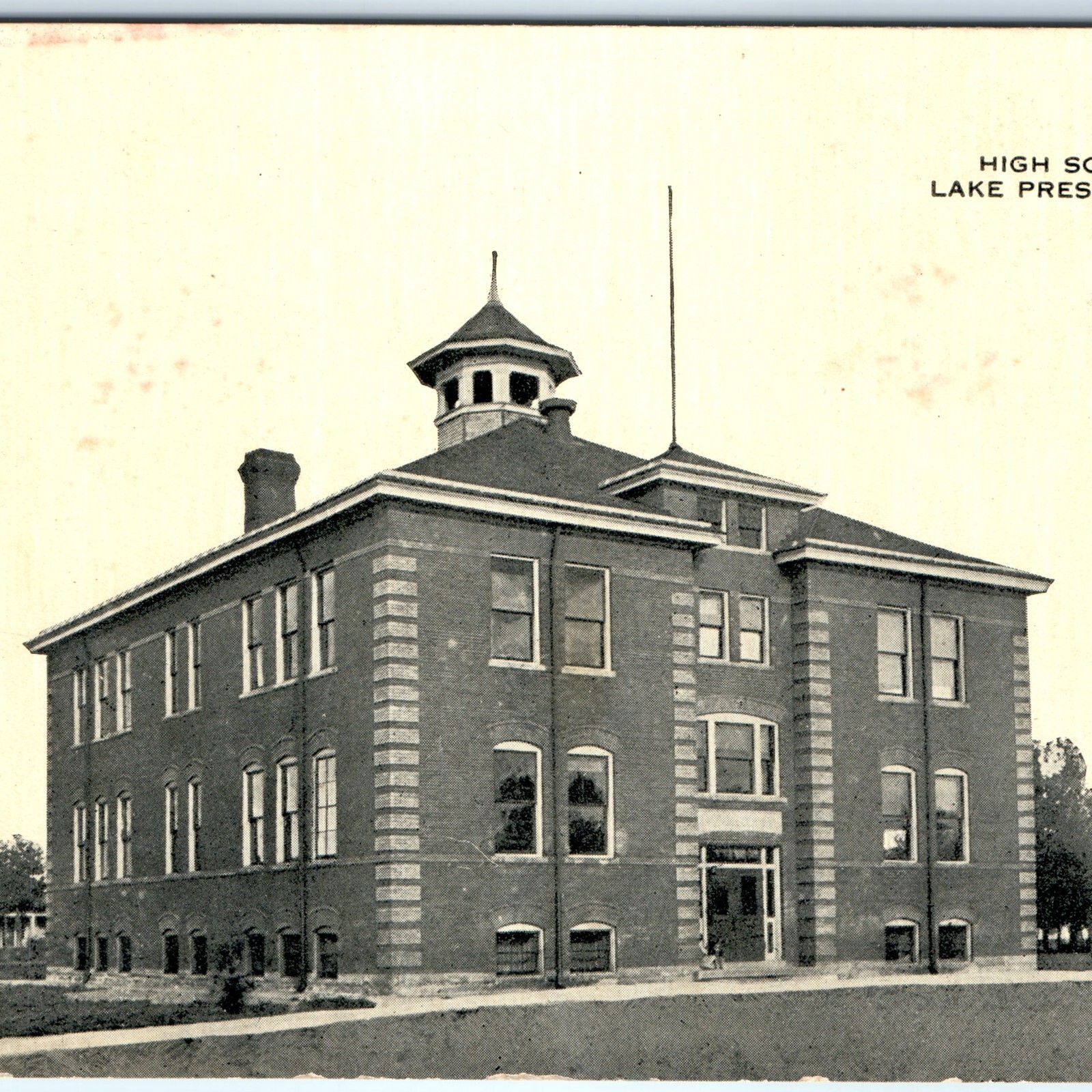 c1910s Lake Preston, SD High School Building Postcard South Dakota Litho