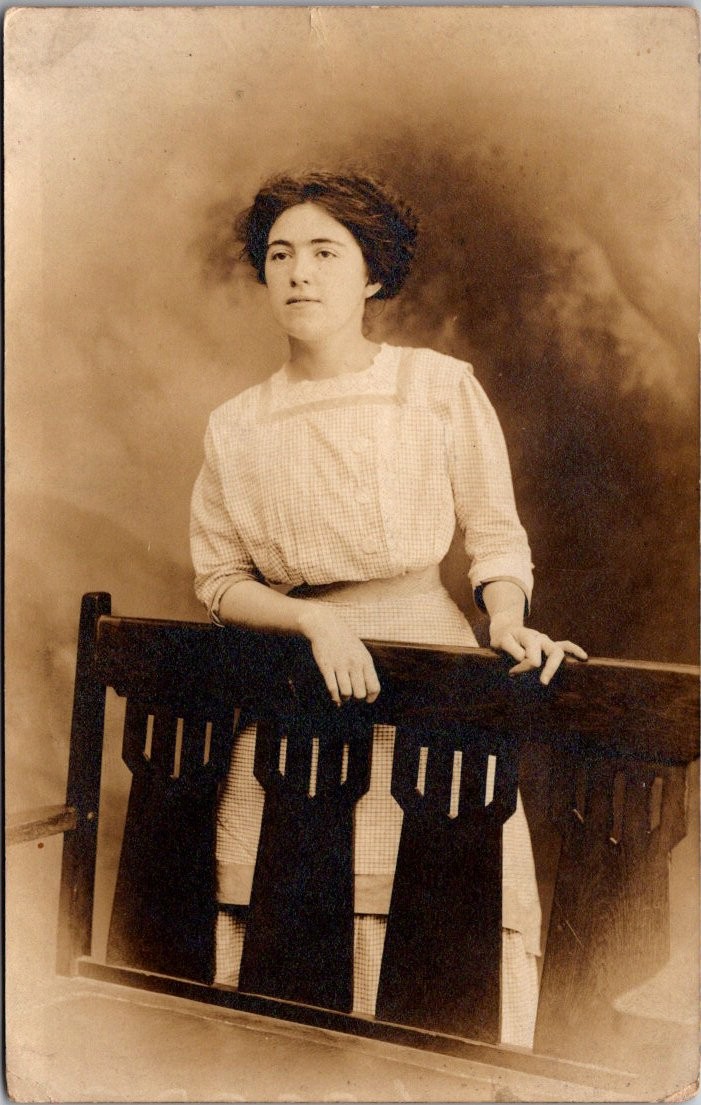Young Woman Portrait Flett Photographer Atlantic City Postcard Real Photo RPPC
