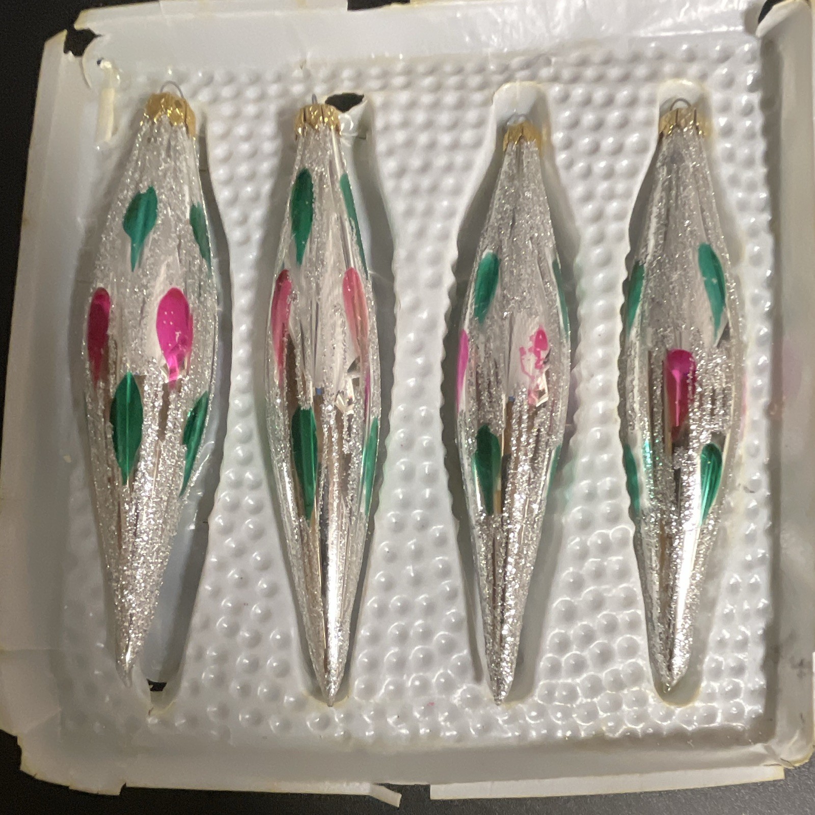 Mercury Glass Holiday Christmas Ornaments, Vintage, 6-Pack