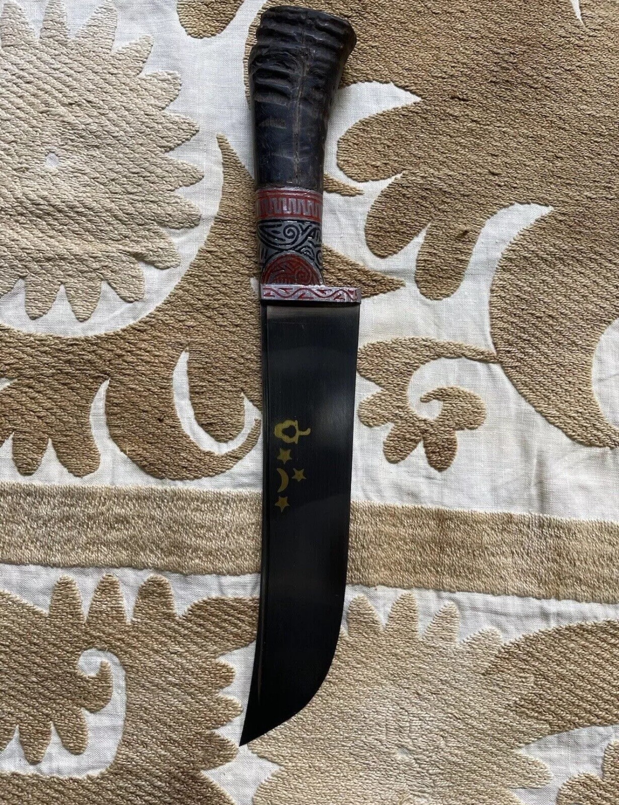 Uzbek Pichoq National Knife, Chust Region, Sharp Metal Blade, Leather Sheath