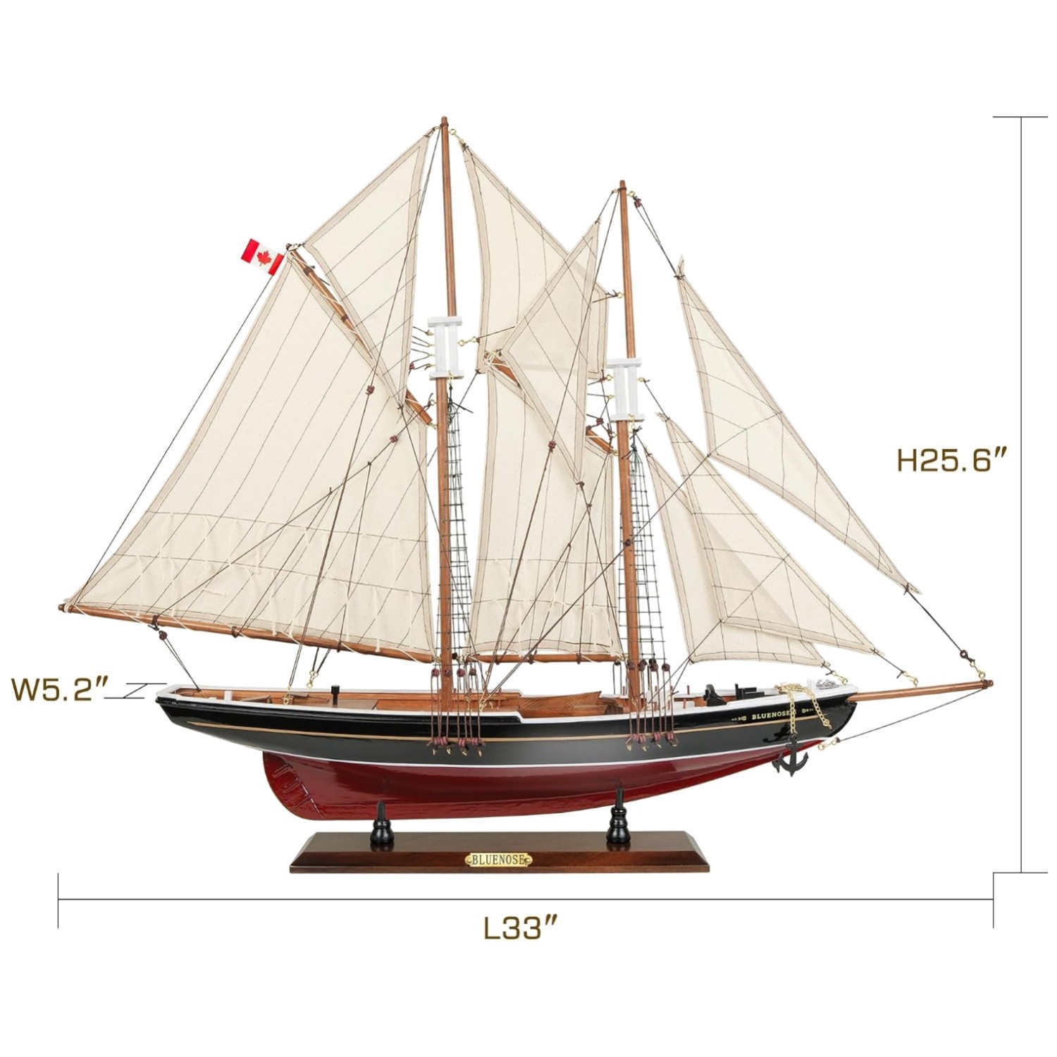 Authentic Nautical Decoration | Wooden Sailboat Model/`