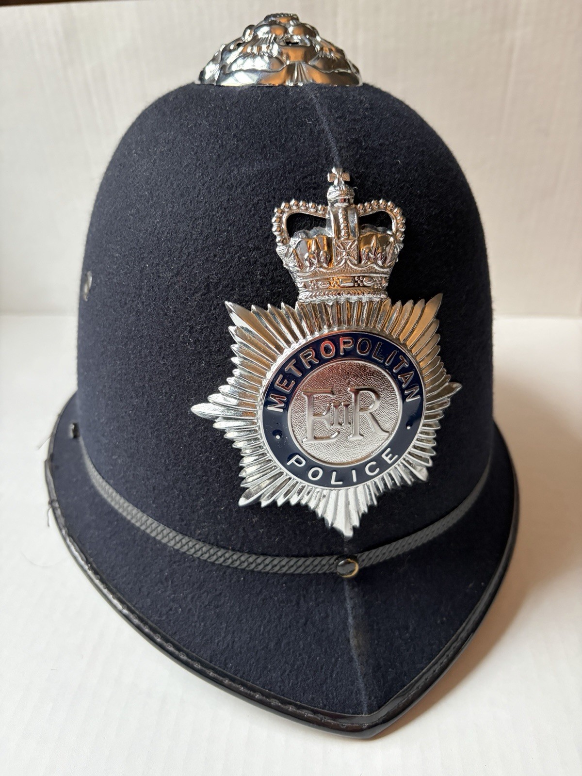 Vintage British Metropolitan Police Custodian Helmet EIIR Bobby Hat Star Badge⁠