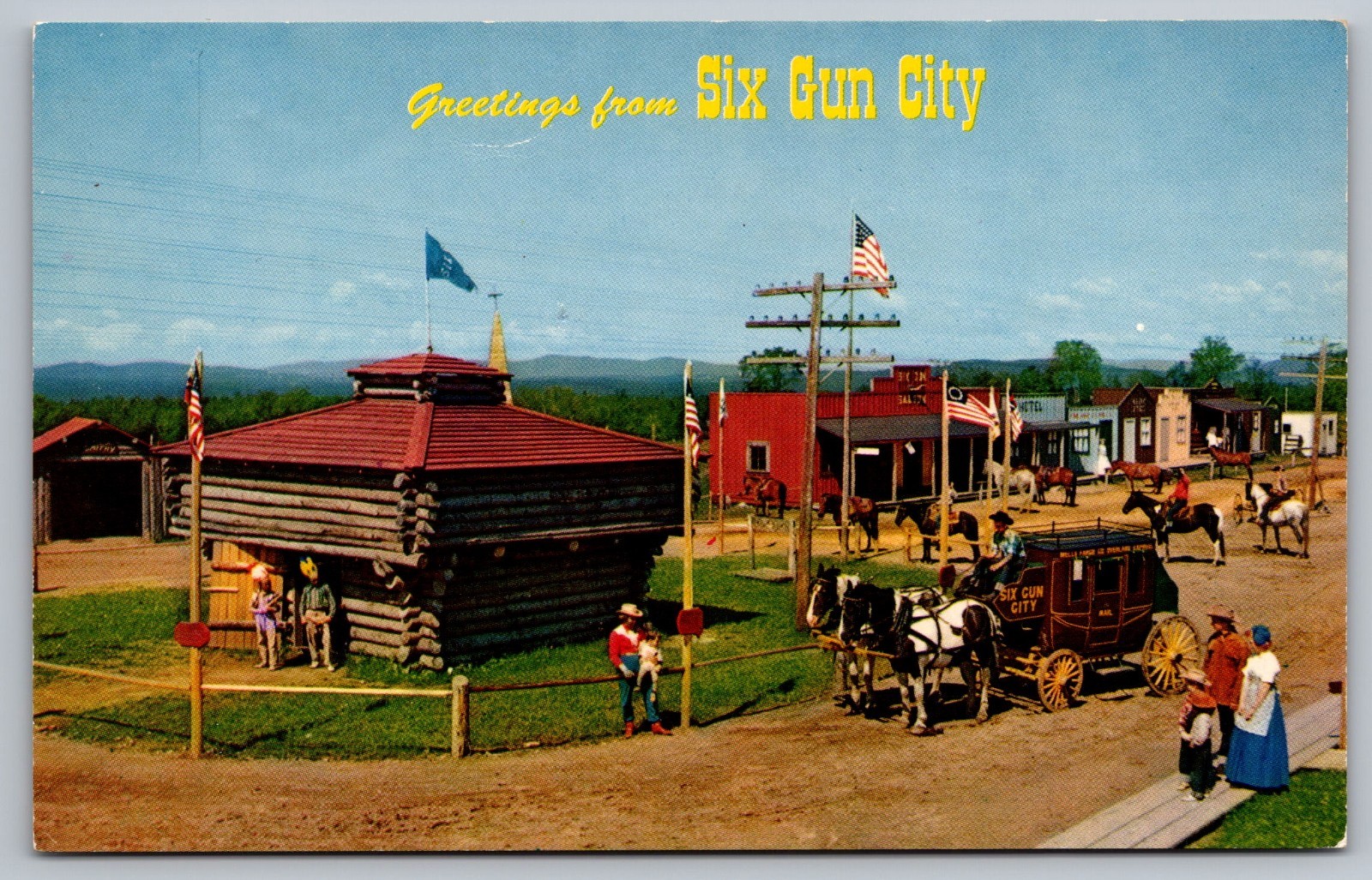 Six Gun City Amusement Park, Stagecoach c50s UNP White Mts Jefferson NH Postcard