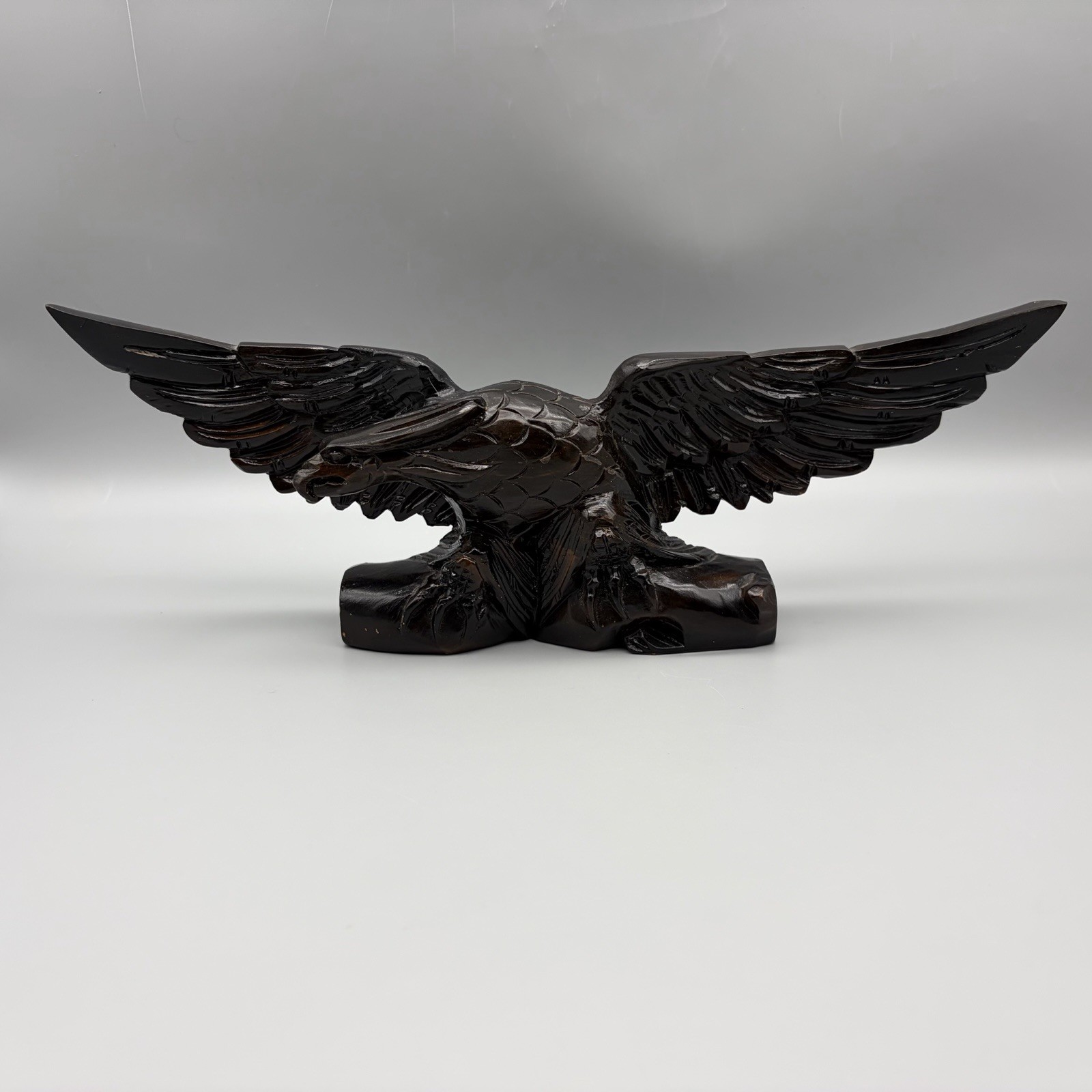 Vintage Hand Crafted Carved Wood Patriotic American Bald Eagle Wooden Sculpture