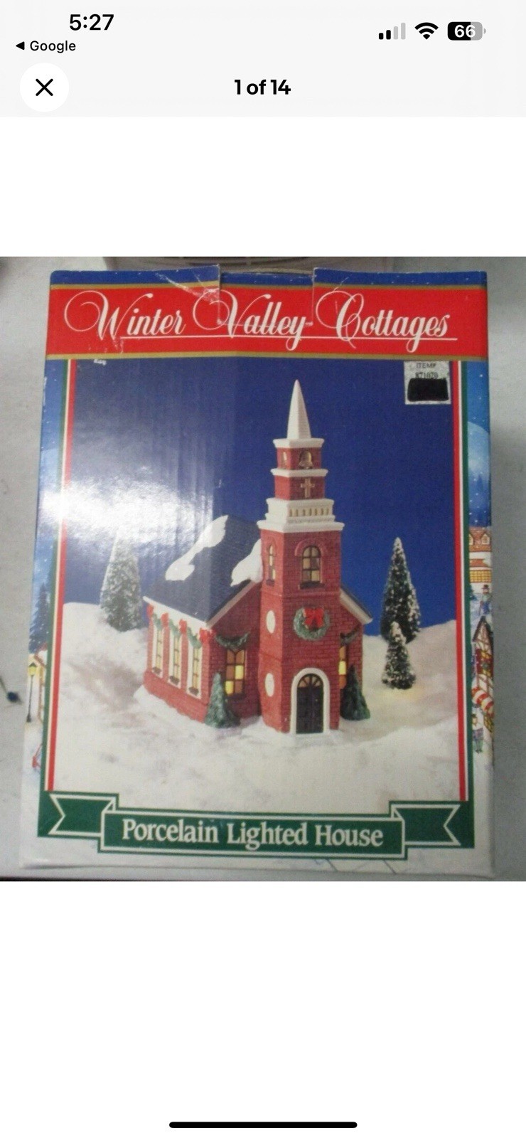 WINTER VALLEY COTTAGES CHRISTMAS VILLAGE PORCELAIN LIGHTED HOUSE CHURCH 1994