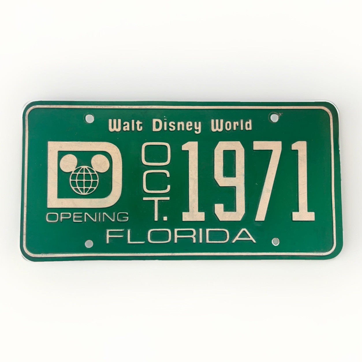 🏰 Vintage 1971 Walt Disney World Oct Opening License Plate Excellent Rare 💎 ✨