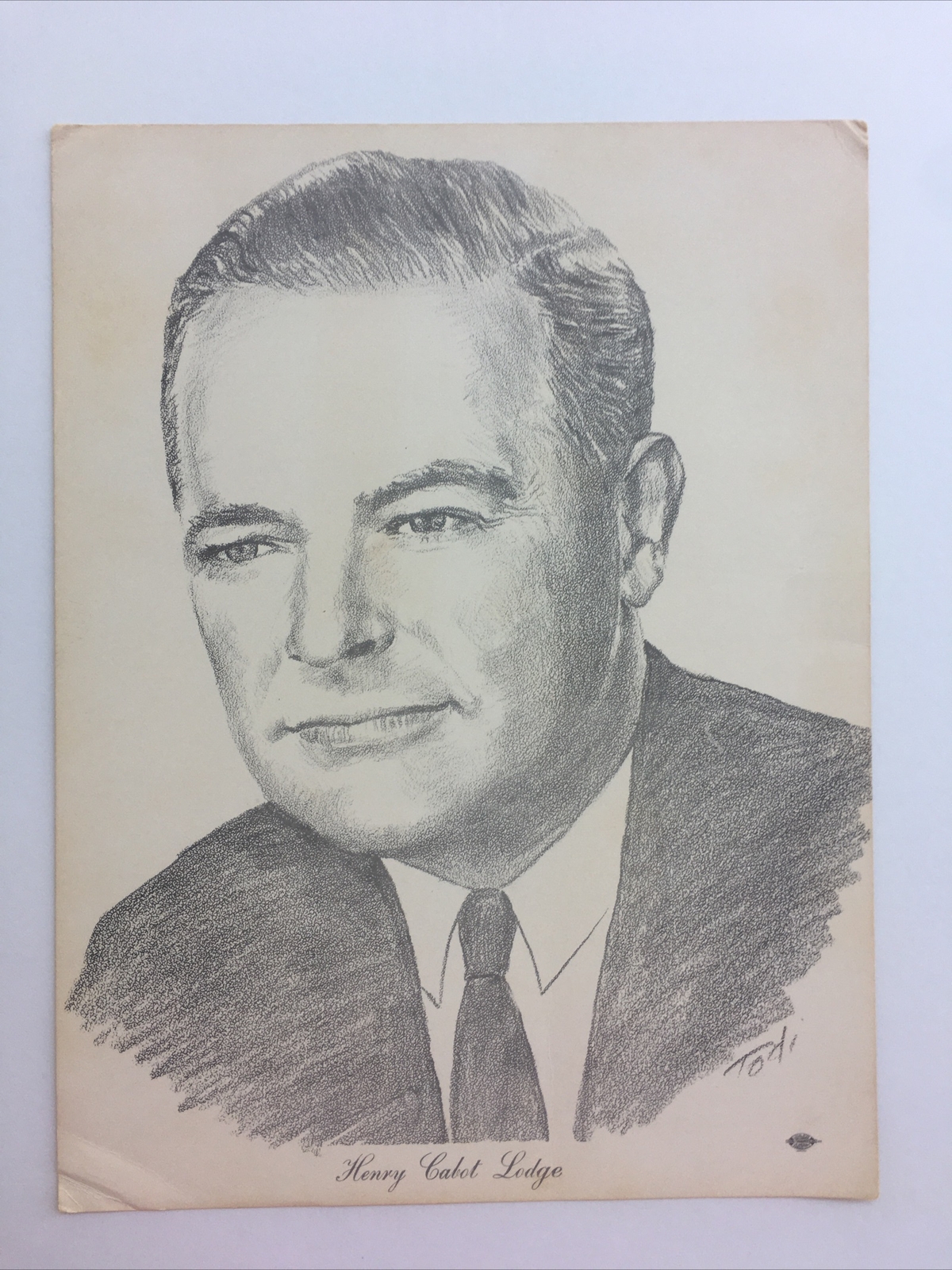 Henry Cabot Lodge Jr. by artist signed TODI Amalgamated Lithographers of America