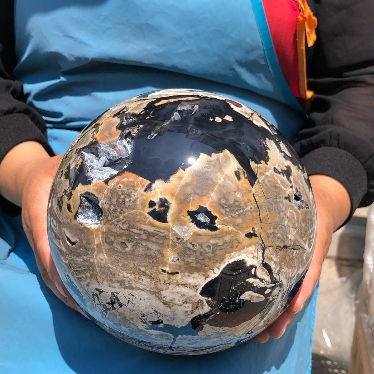 13.37 LB Natural Volcano Agate Sphere Healing Collectible Mineral Specimen 5142