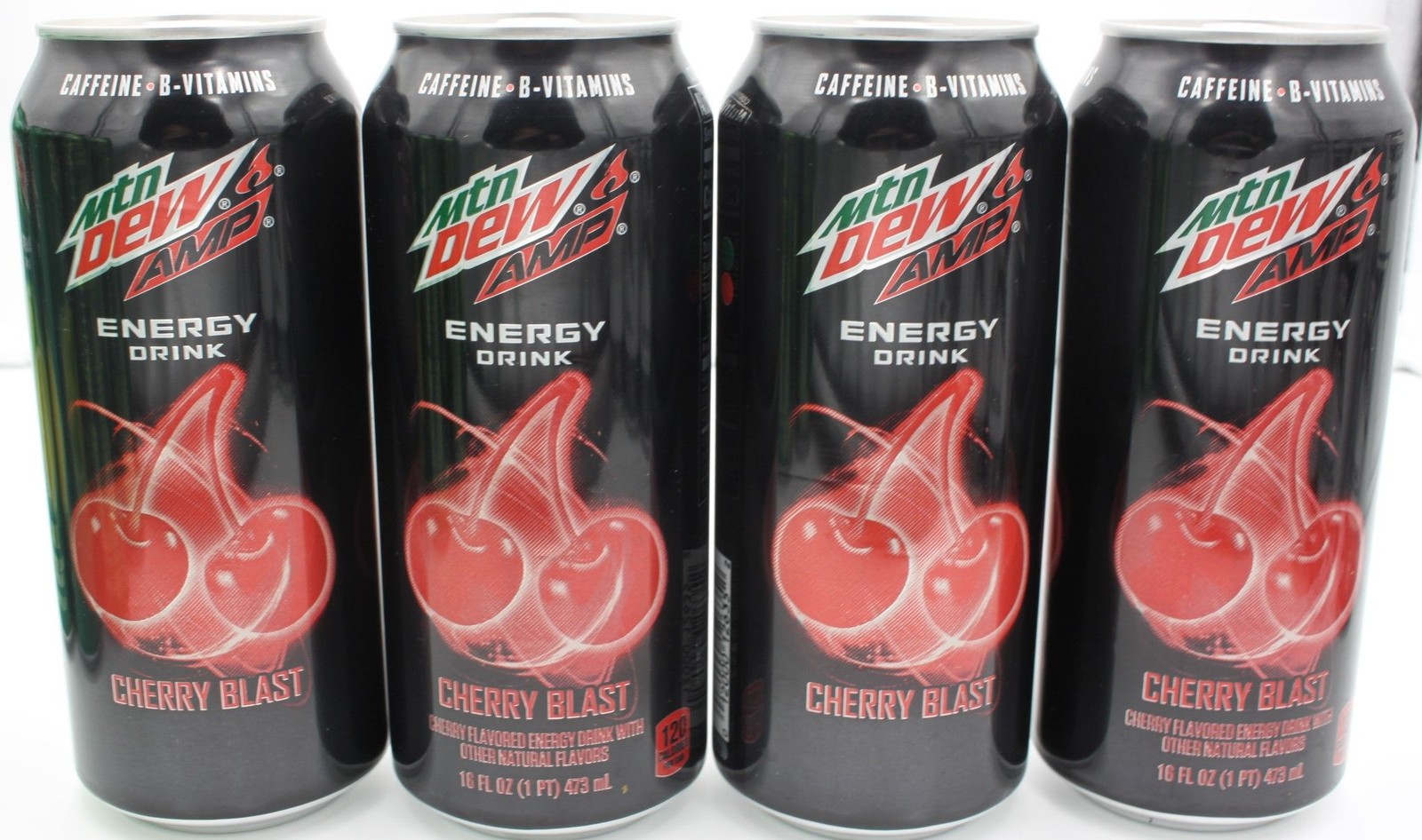 Mtn Dew AMP Energy Drink Cherry Blast 64oz 4-PACK cans 160mg Caffeine B-Vitamins