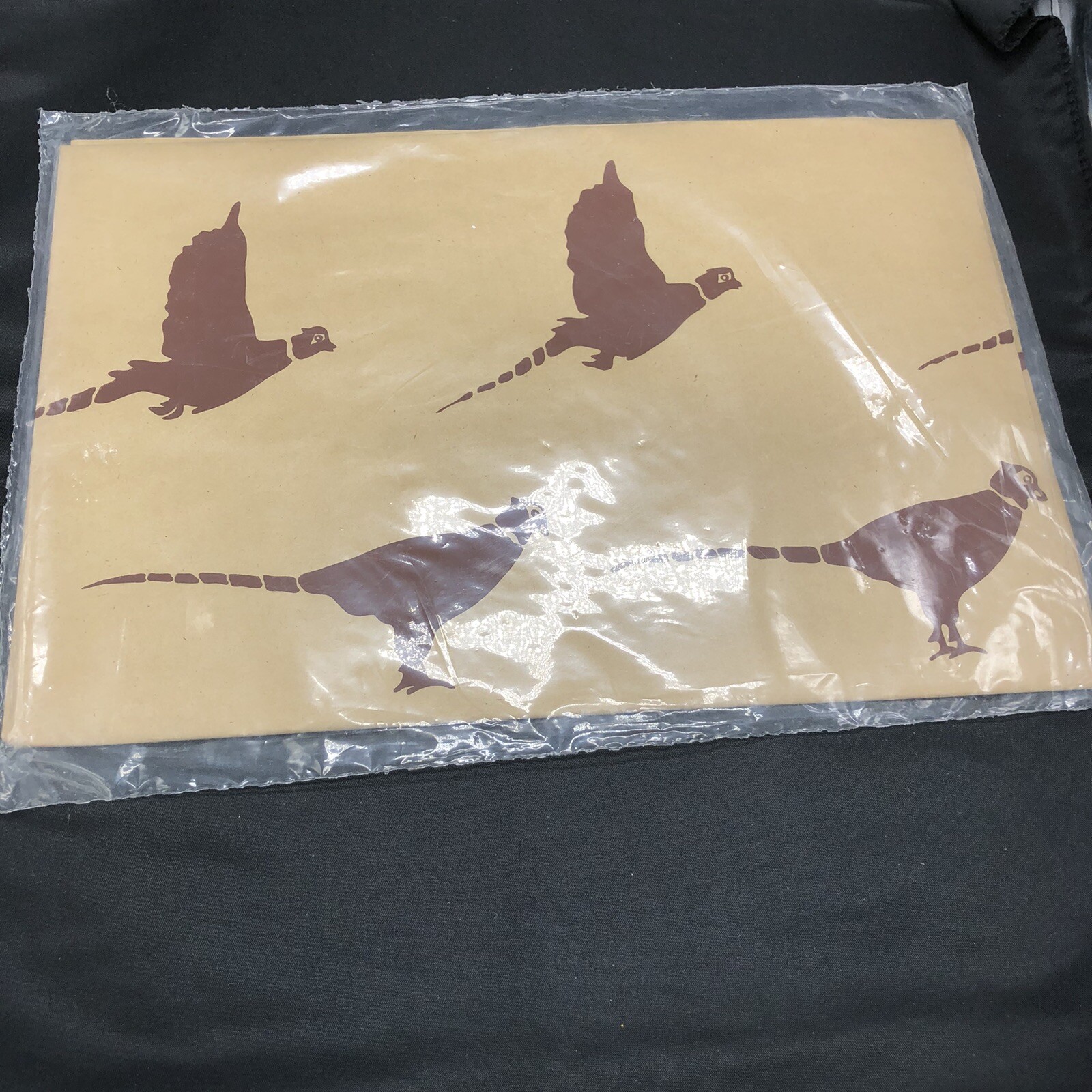 NOS VTG 1970s Marushka Pheasant Wrapping Paper Birds Michigan Hand Screened Bird