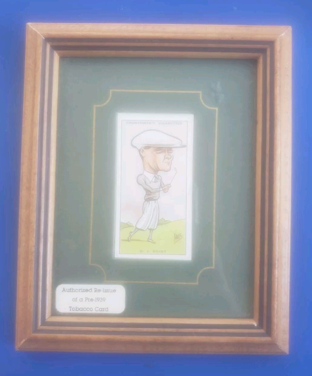 Vintage Prominent Golfers G.J. Voigt Tobacco Card in Frame 