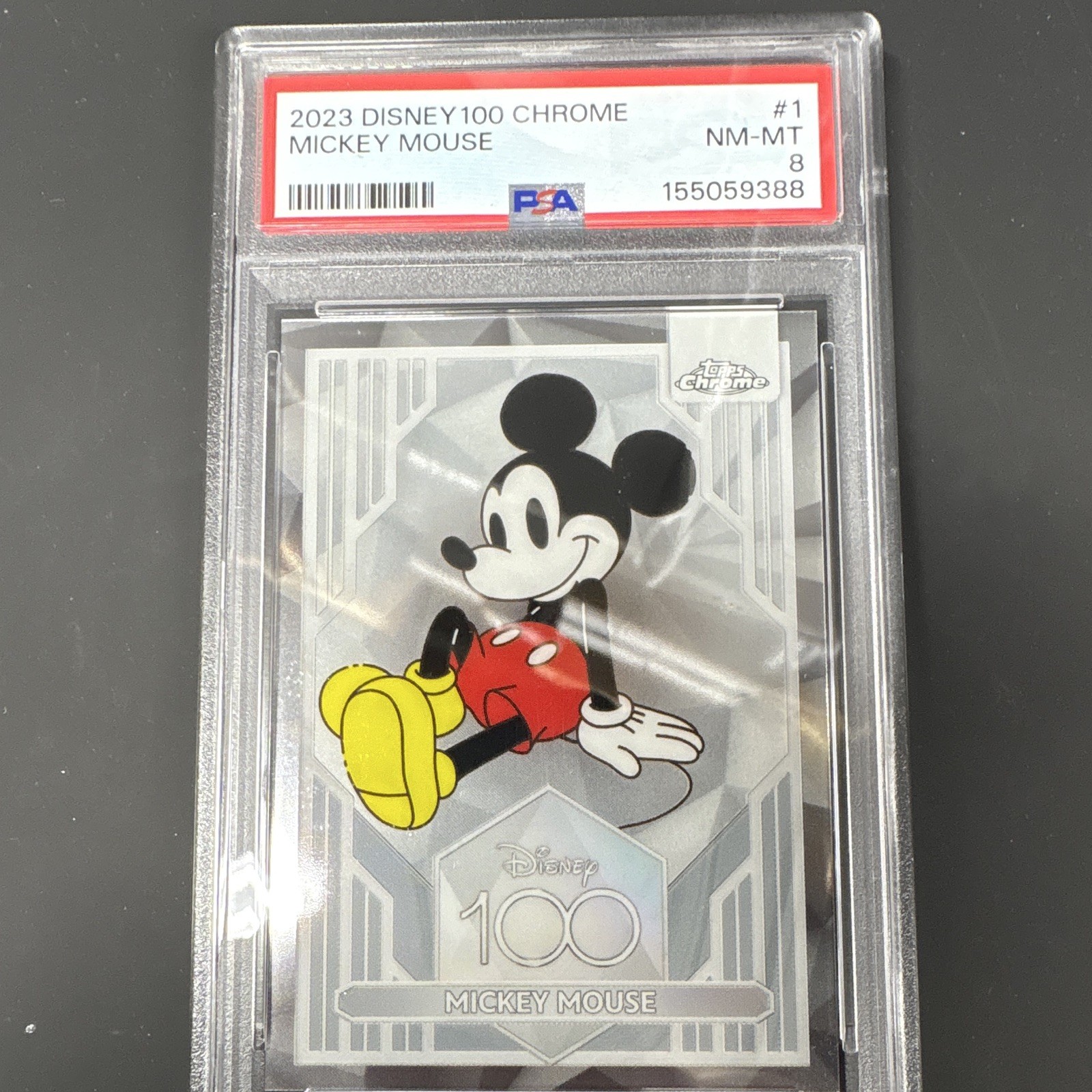 2023 Topps Chrome Disney 100 Mickey Mouse #1 PSA 8