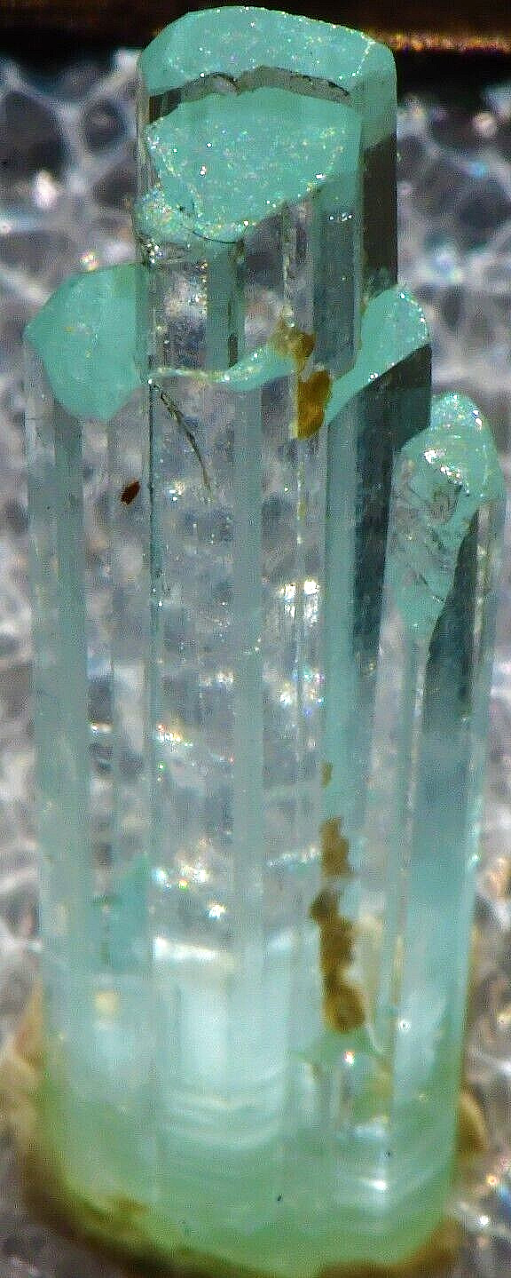 9 CARAT LIGHT BLUE GEM AQUAMARINE CLUSTER 1 X .5 X 3 CM HIGH, AFGHANISTAN #2