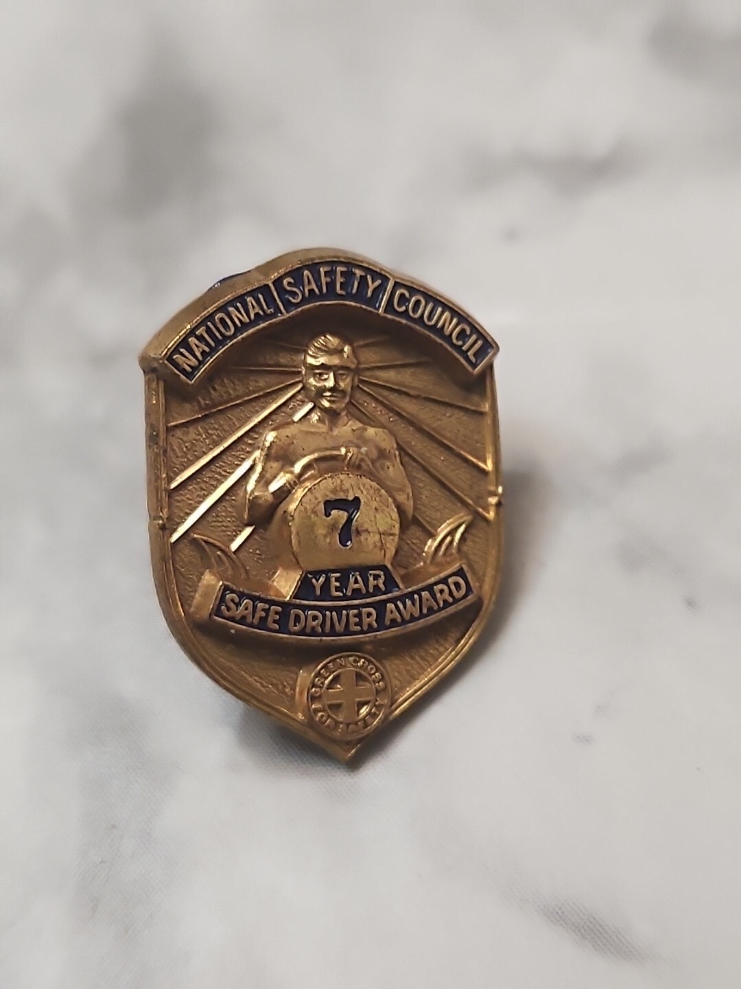 Vintage National Safety Council 7 Year Safe Driver Award Lapel Hat Pin Tie Tack