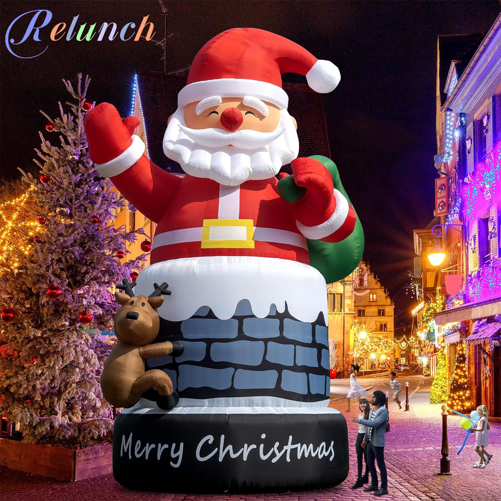 20FT/26FT/33FT/40FT Giant Inflatable Santa Claus Outdoor Xmas Decor with Blower