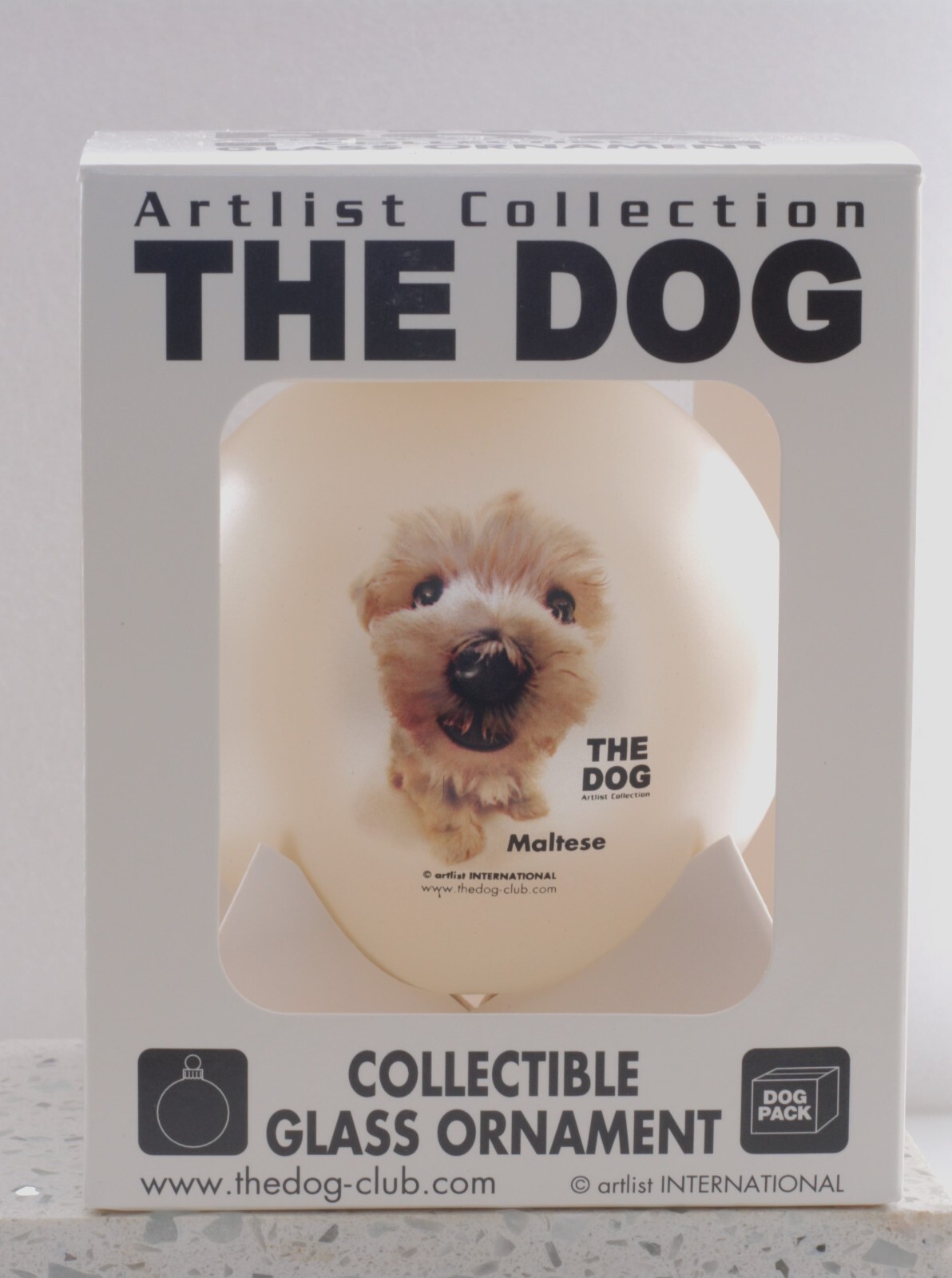 NIB The Original Dog Glass Ornaments The Dog 4Kids Entertainment.  Maltese 2003