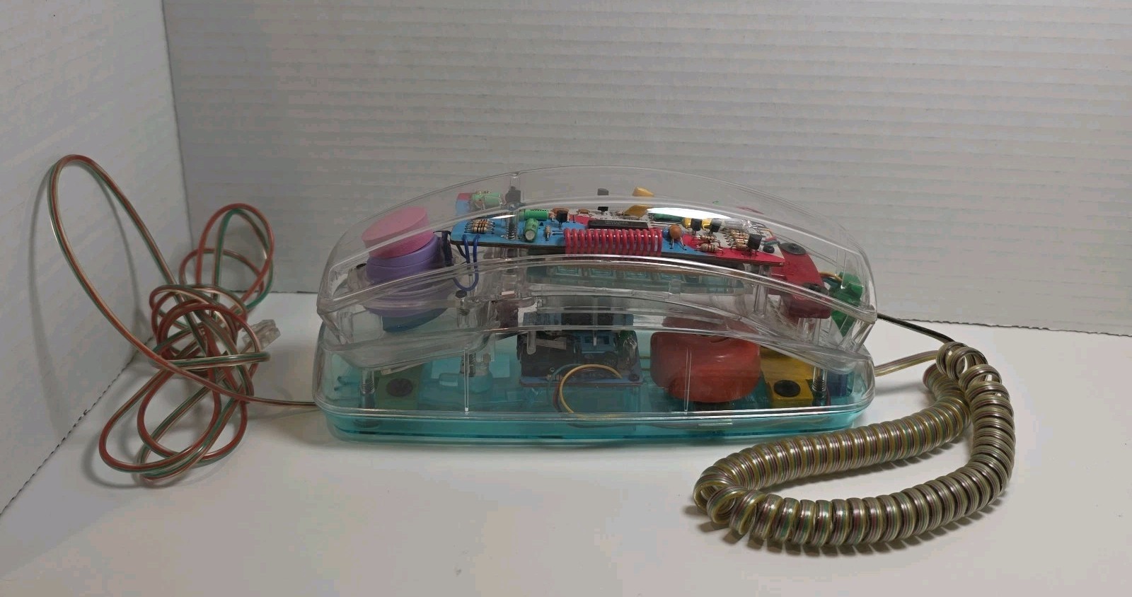 80s RETRO CLEAR NEON BLUE UNISONIC PHONE 6900 NOVELTY SEE THROUGH TELEPHONE