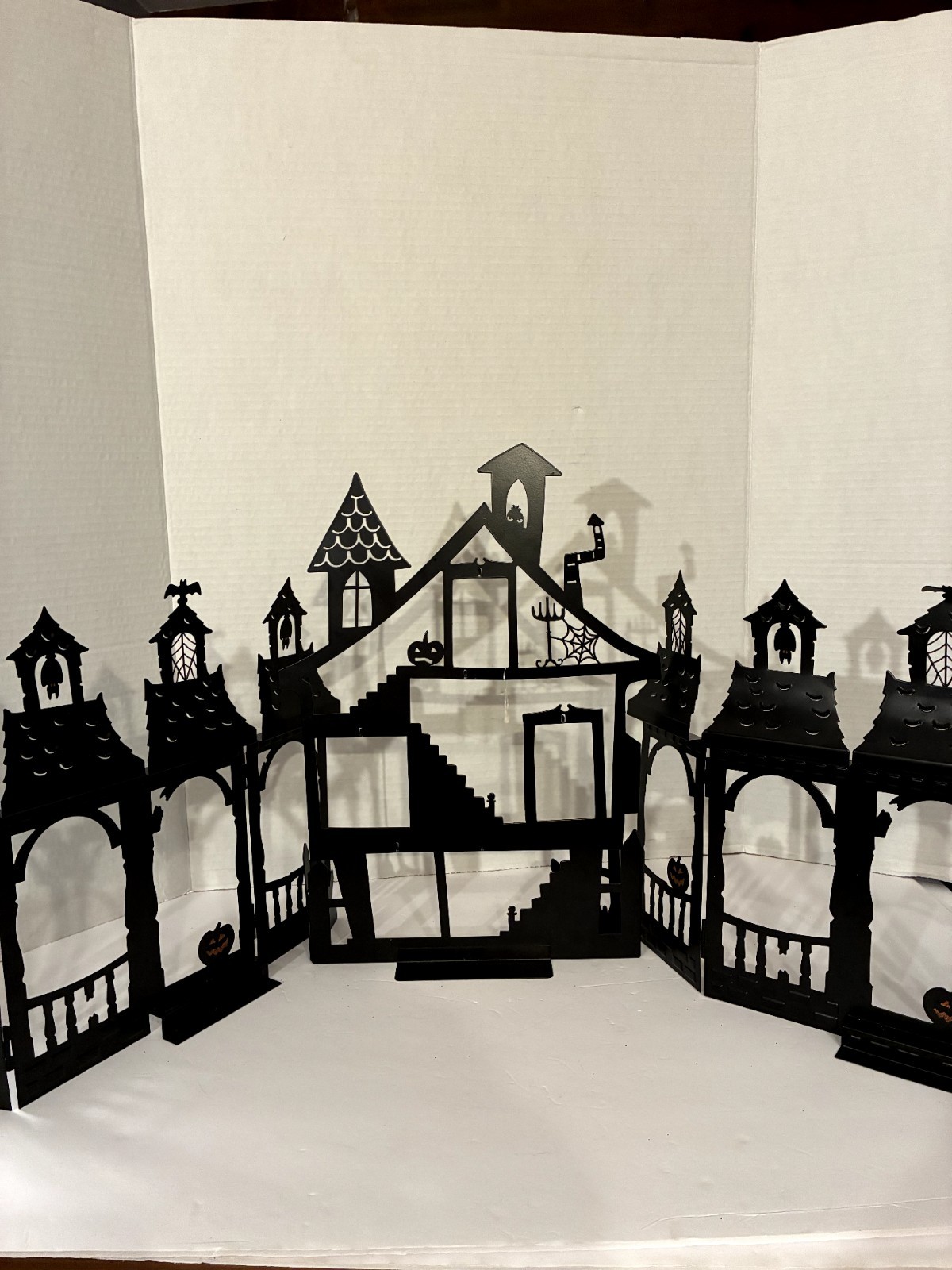 Halloween Hallmark Haunted House Metal Ornament Display Stand/Lot Of Three