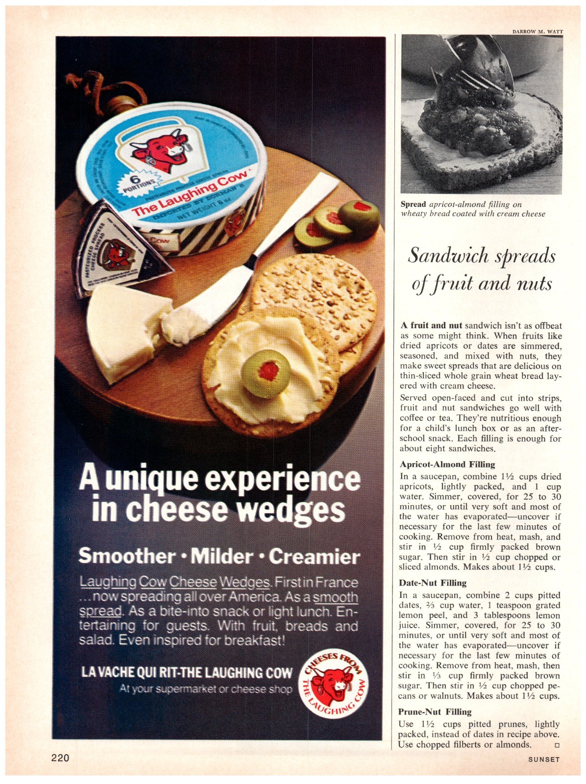 1972 PRINT AD, The Laughing Cow Unique Experience In Cheese Wedges 70\'s Food Ad