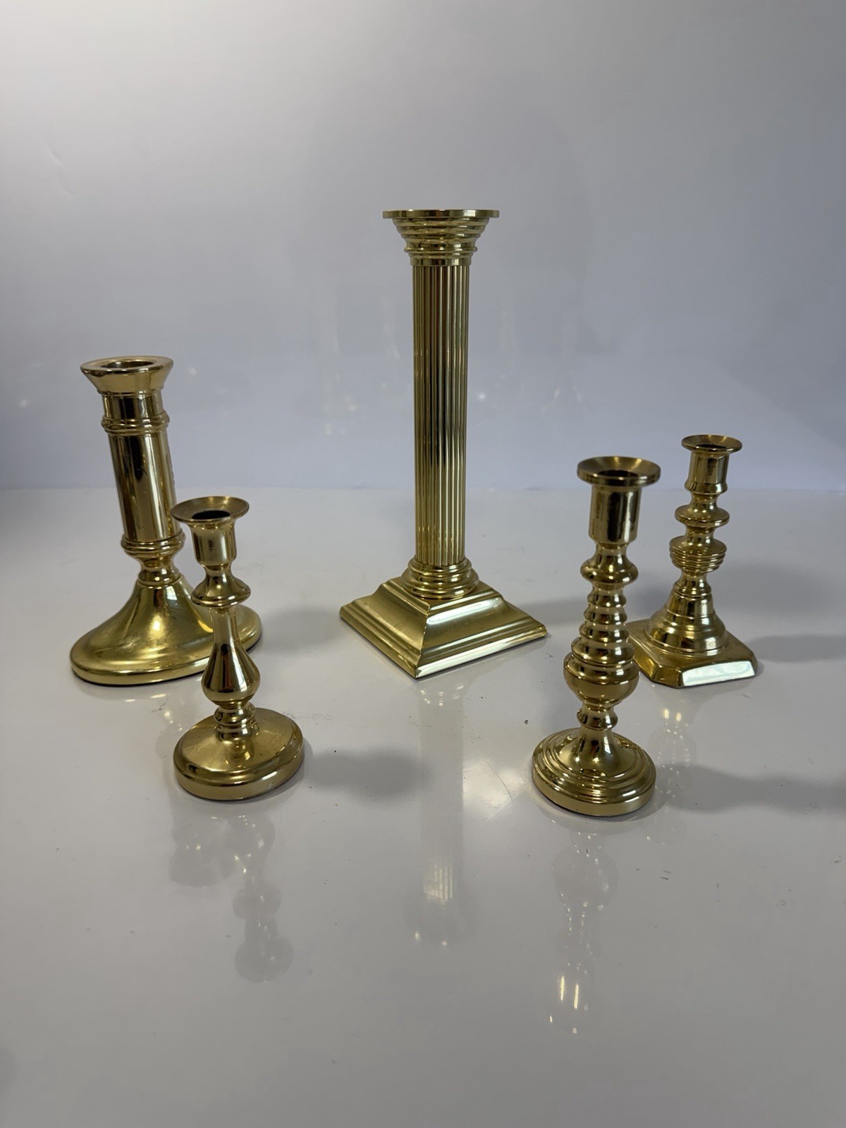 Vintage Baldwin Brass Candlestick Holders Set of 5 Smithsonian National Trust