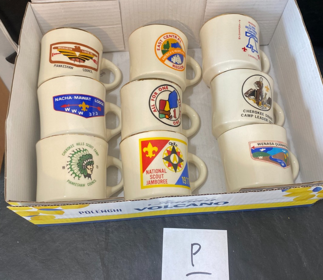 vintage Boy Scout Mug lot of 9 Jamboree Camp Council Region mix mugs